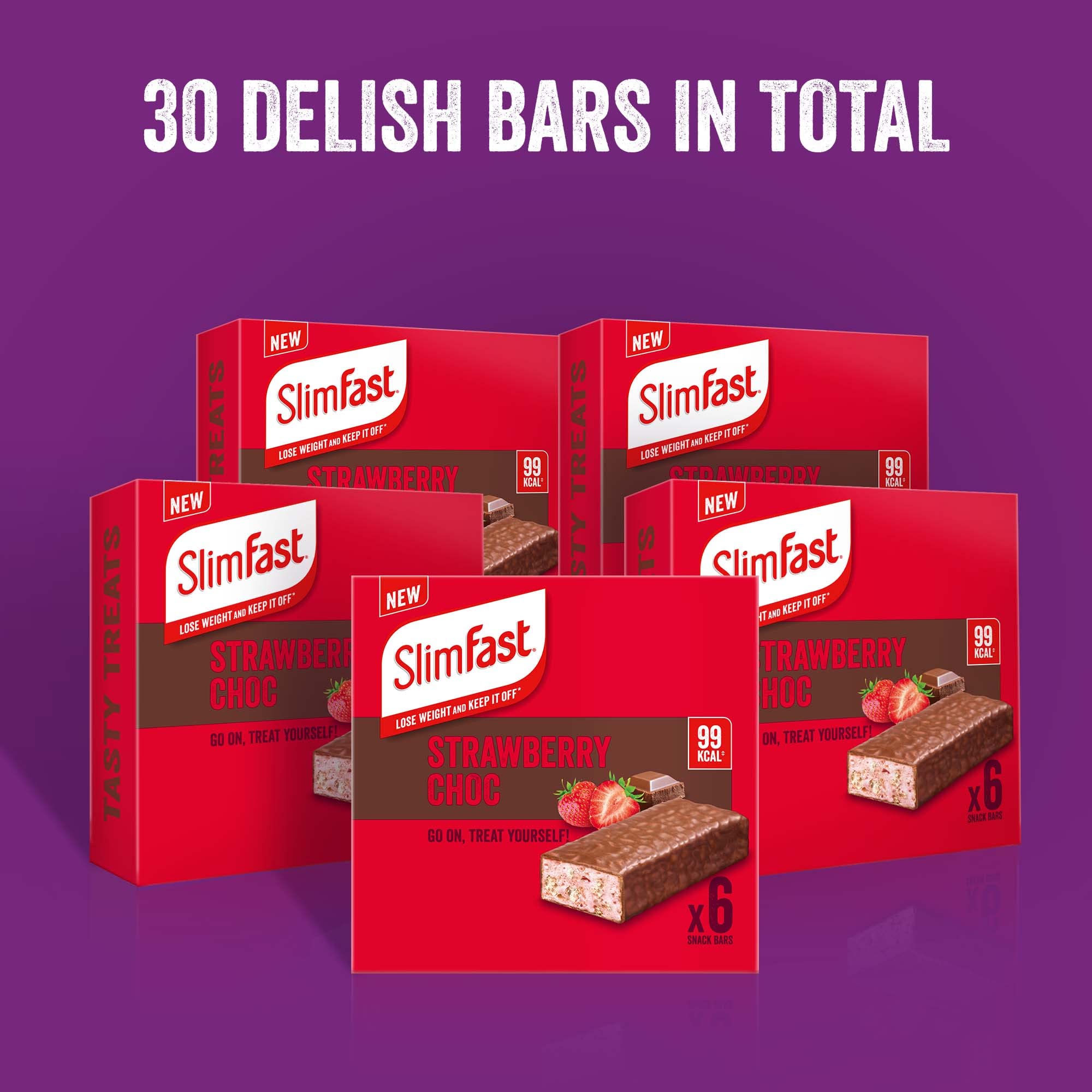 SlimFast Snack Bar, Low Calorie Snack, Choc Caramel Flavour, 30 X 26 G Multipack (Packing May Vary)