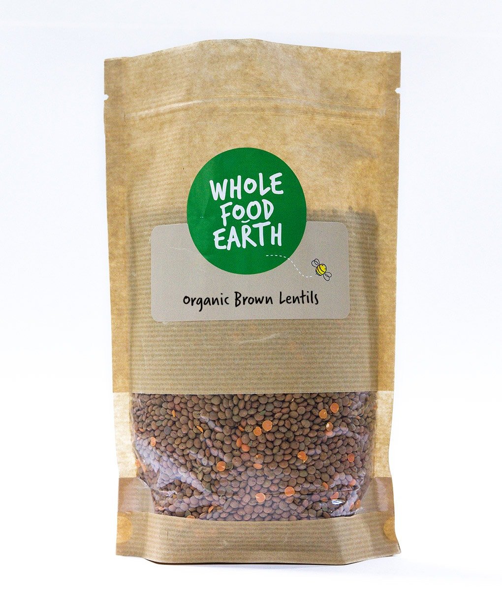 Wholefood Earth Organic Brown Lentils 2kg GMO Free | Vegan | High Fibre | High Protein | Certified Organic