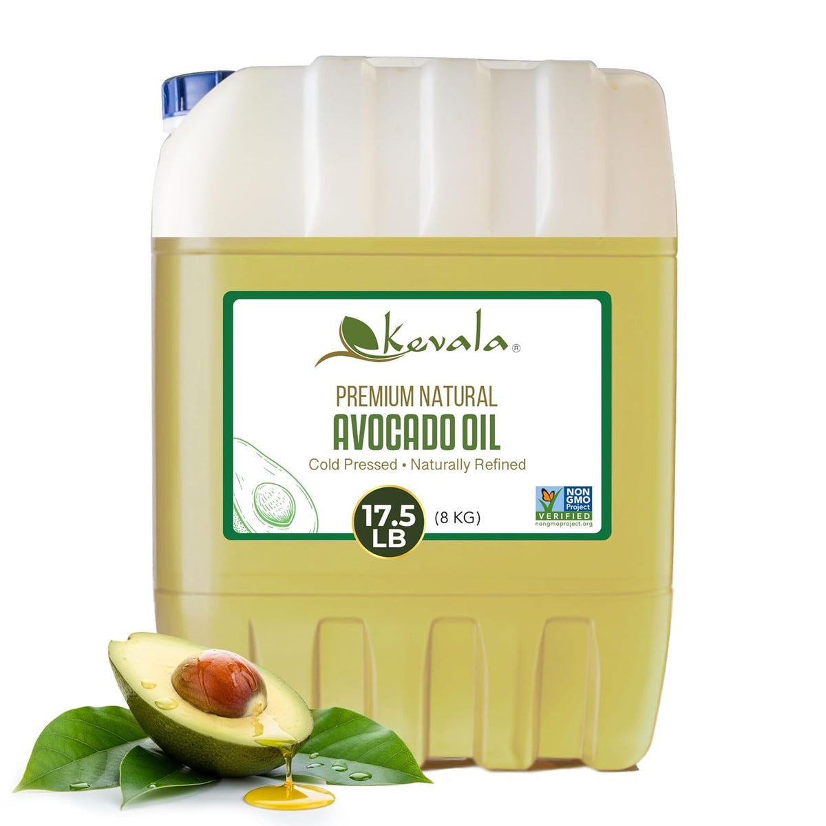Kevala Avocado Oil – Cold Pressed | Non‑GMO Project Verified & Kosher | Multipurpose for High Smoke Point Cooking, Roasting, Sautéing & Skin Moisturizing – Ideal Kitchen Staple – 128 Fl Oz (Pack of 1)