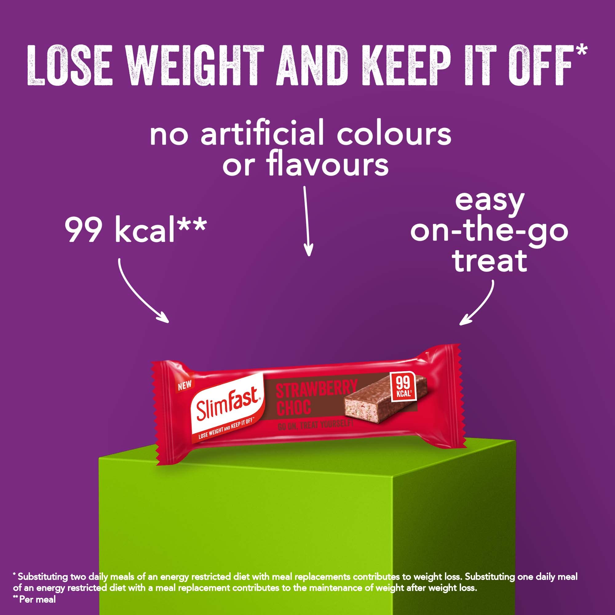 SlimFast Snack Bar, Low Calorie Snack, Choc Caramel Flavour, 30 X 26 G Multipack (Packing May Vary)