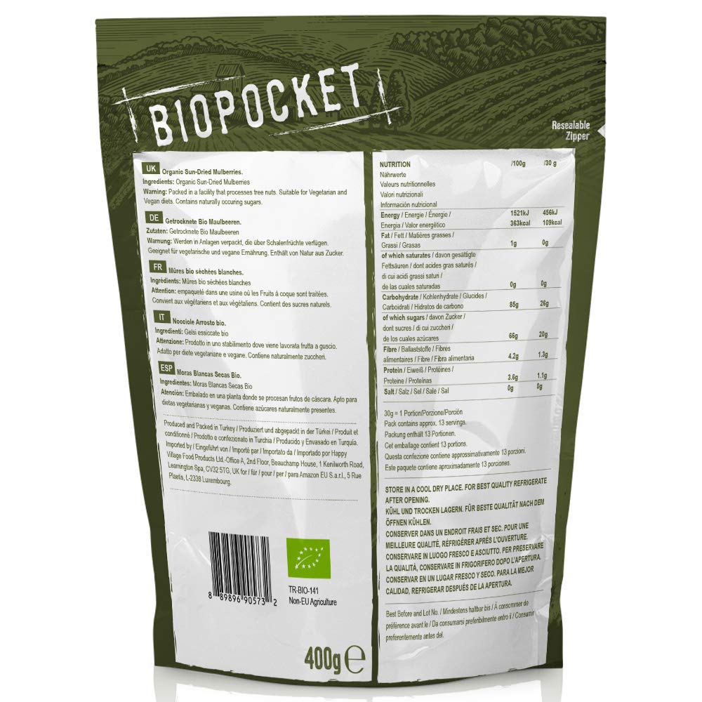 Biopocket Organic Dried Apricots, 2 x 500 g