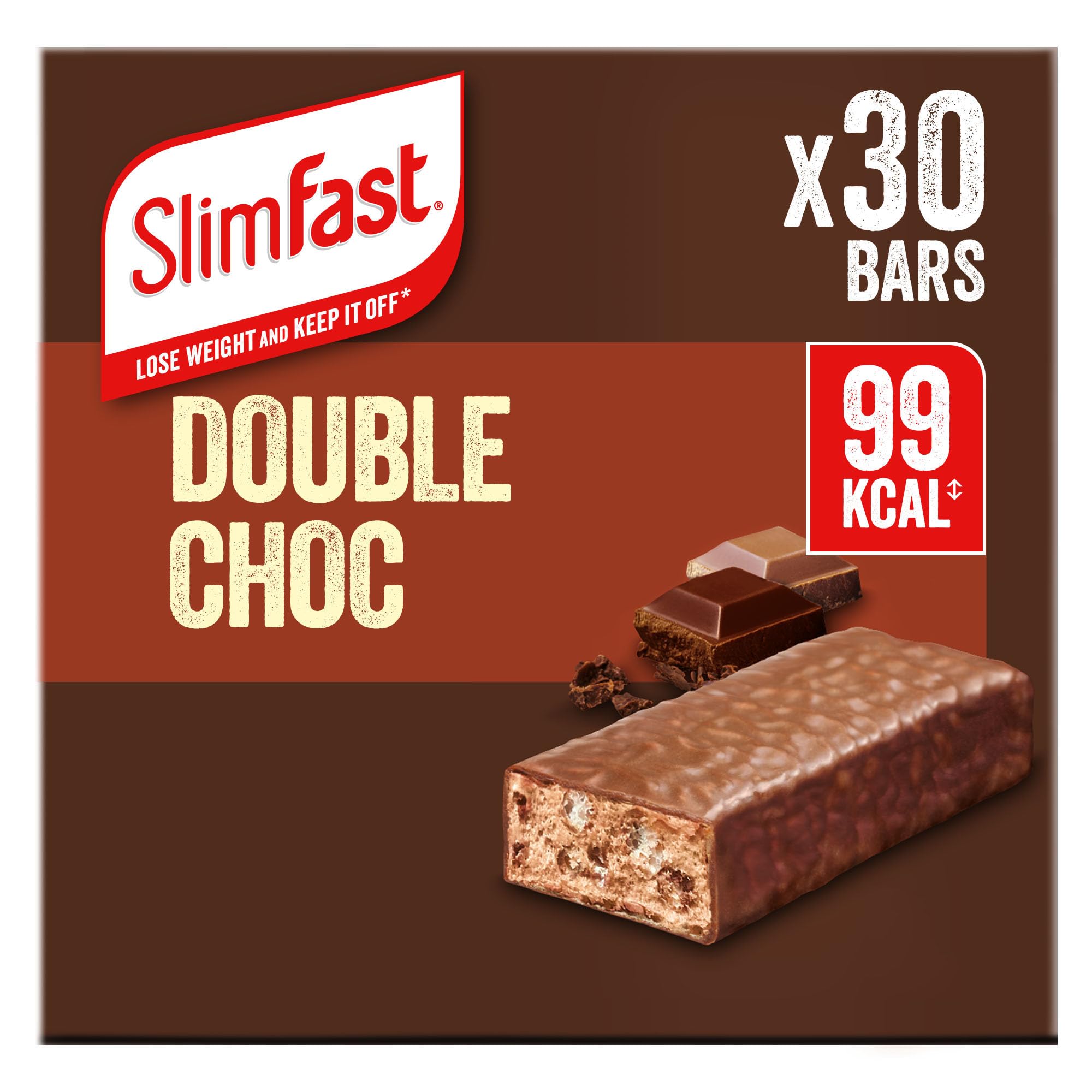 SlimFast Snack Bar, Low Calorie Snack, Choc Caramel Flavour, 30 X 26 G Multipack (Packing May Vary)
