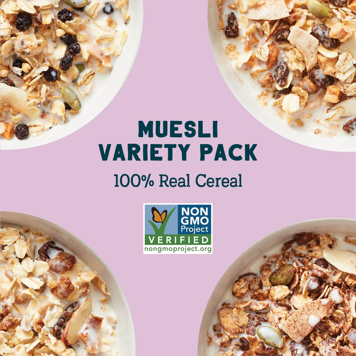 Seven Sundays Muesli Cereal Variety Pack - 4 Count, 12 Oz Bag - Certified Gluten Free Muesli - Non GMO, No Refined Sugar and Kosher