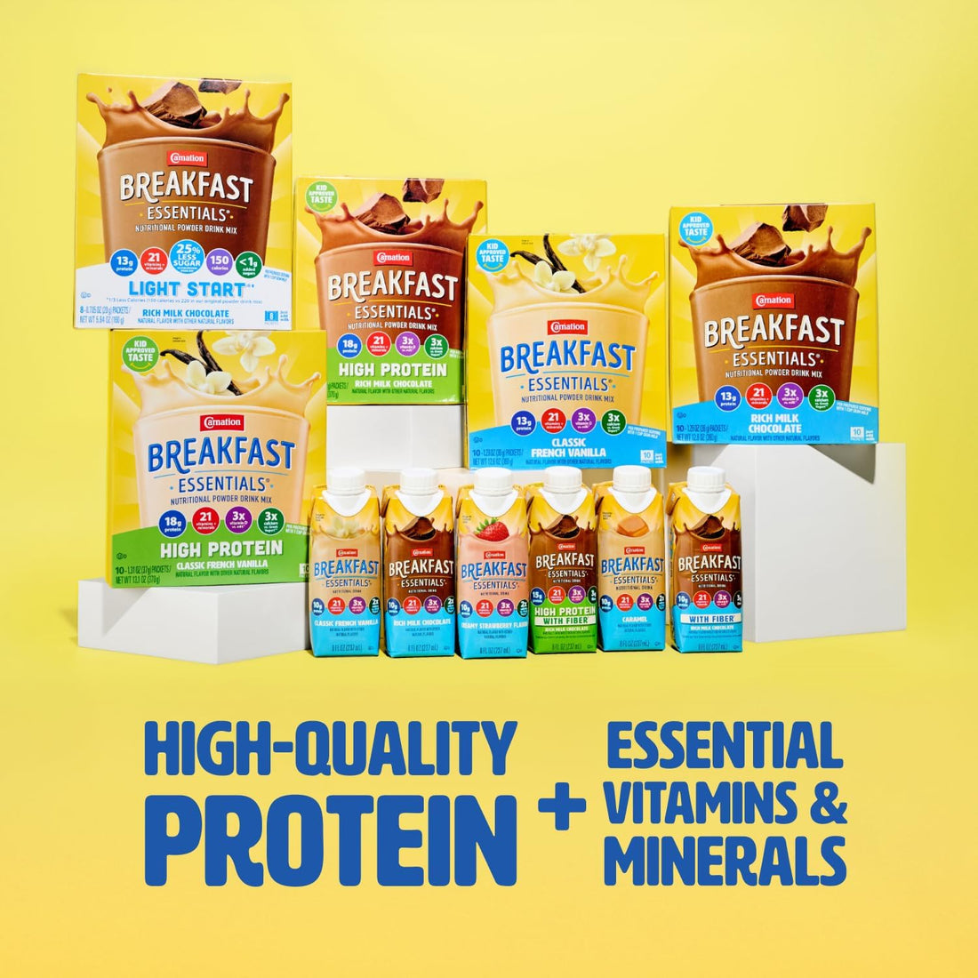 Carnation Breakfast Essentials High Protein Powder Drink Mix, Rich Milk Chocolate, 10 Packets, 6 Count