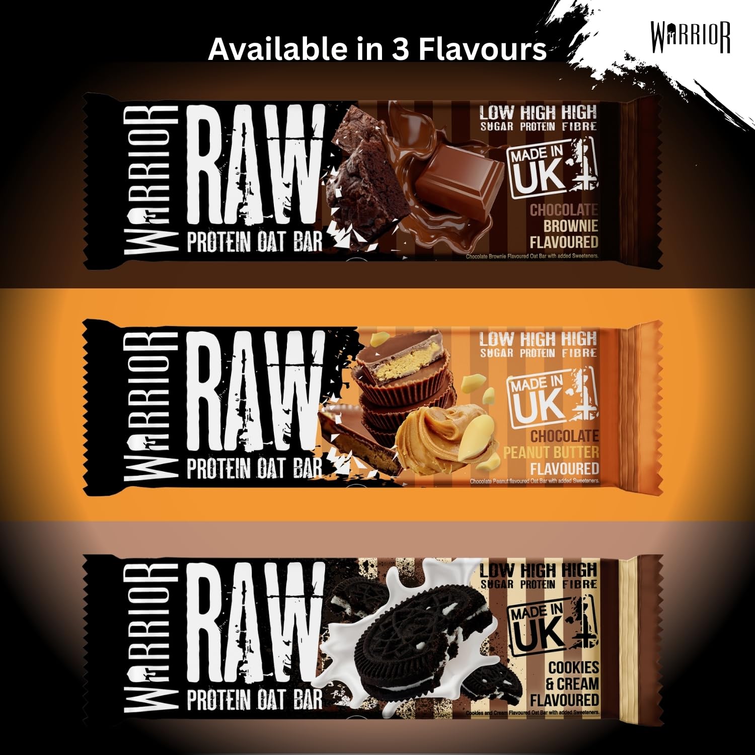 Warrior Raw Protein Bars – 20g Protein Per Bar – High Protein Snack Bars Multipack (12 or 24 Bars, 75g Each) – Low Sugar, High Fibre Breakfast & Meal Replacement Bar – Chocolate Brownie Flapjack