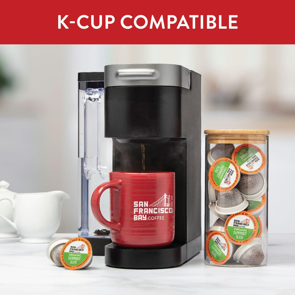 SAN FRANCISCO BAY SF Coffee OneCUP /Dark Roast Compostable Coffee Pods, K Cup Compatible Including Keurig 2.0 (Packaging May Vary), French Roast, 80 Count (Pack of 1)