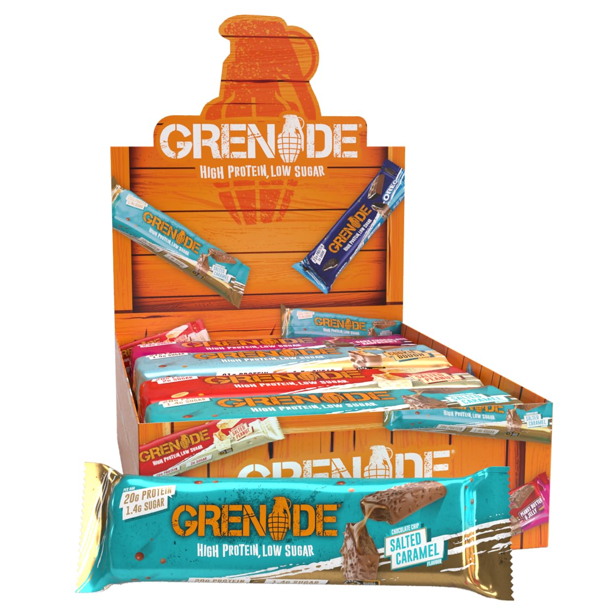 Grenade OREO White High Protein, Low Sugar Bars, 12 x 60 g – 21 g Protein per Snack Bar with Crunchy OREO Pieces & White Chocolate Coating