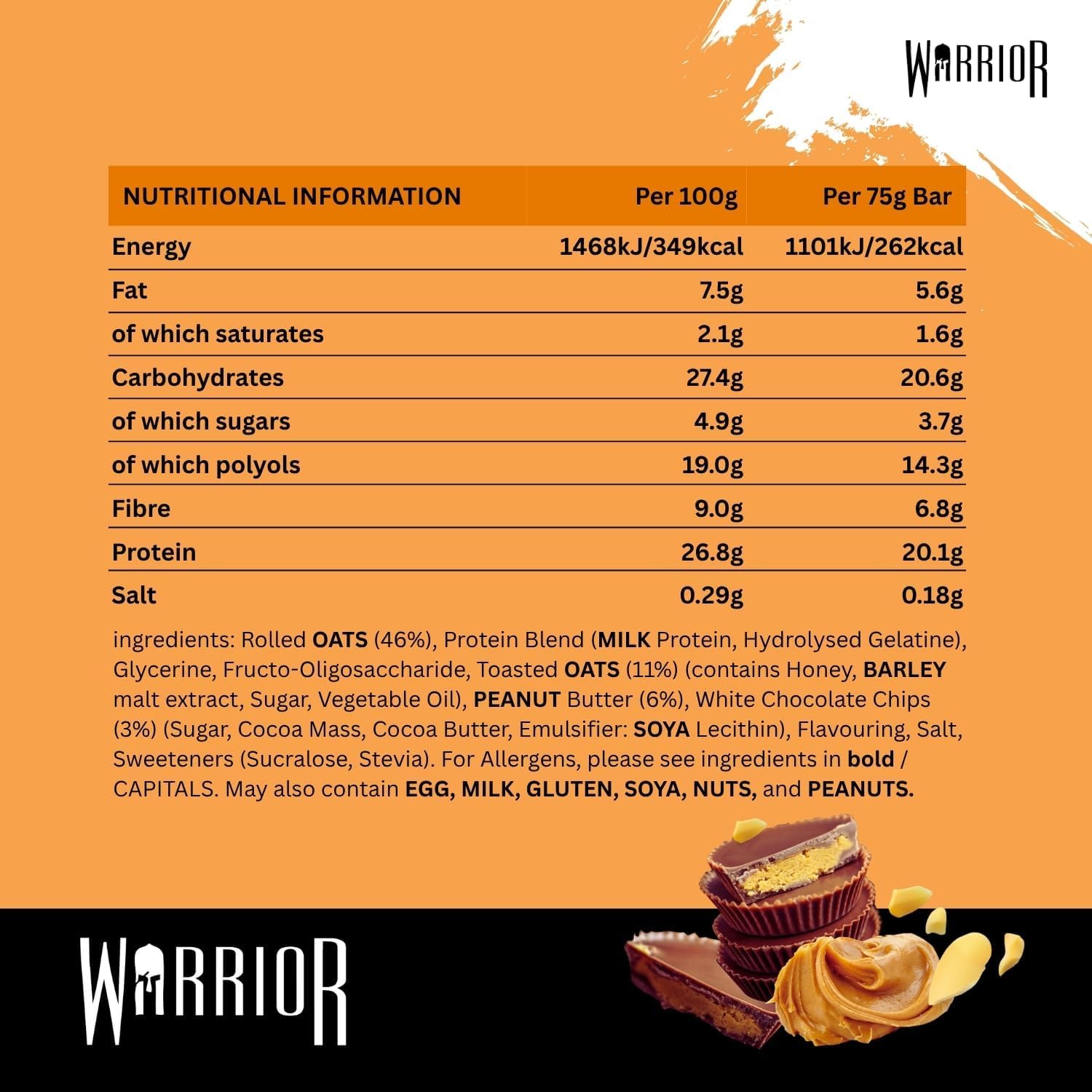 Warrior Raw Protein Bars – 20g Protein Per Bar – High Protein Snack Bars Multipack (12 or 24 Bars, 75g Each) – Low Sugar, High Fibre Breakfast & Meal Replacement Bar – Chocolate Brownie Flapjack