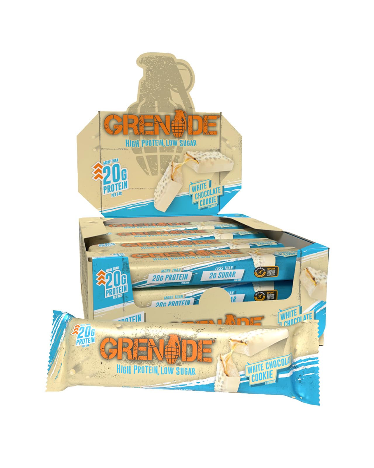 Grenade OREO White High Protein, Low Sugar Bars, 12 x 60 g – 21 g Protein per Snack Bar with Crunchy OREO Pieces & White Chocolate Coating