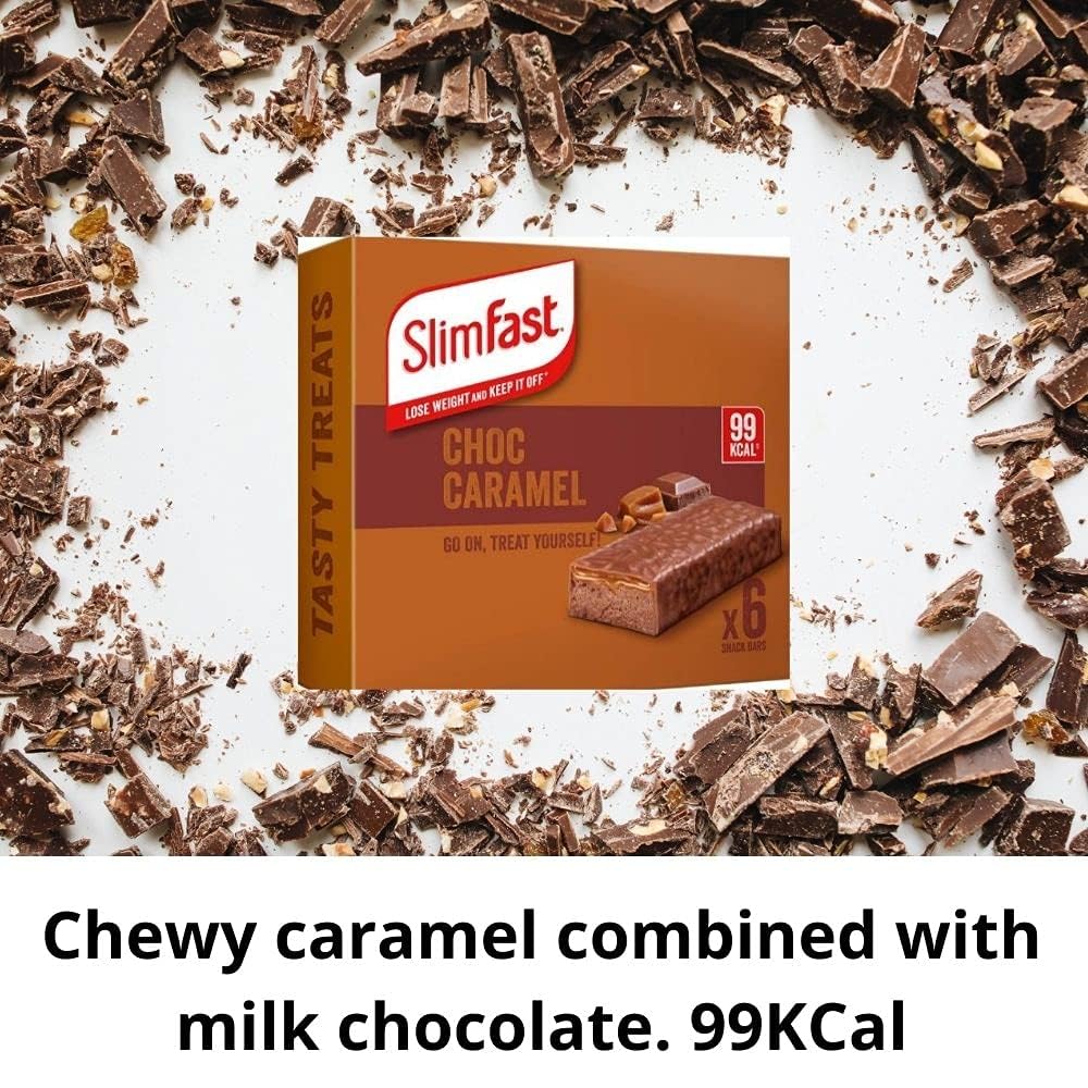 SlimFast Snack Bar, Low Calorie Snack, Choc Caramel Flavour, 30 X 26 G Multipack (Packing May Vary)