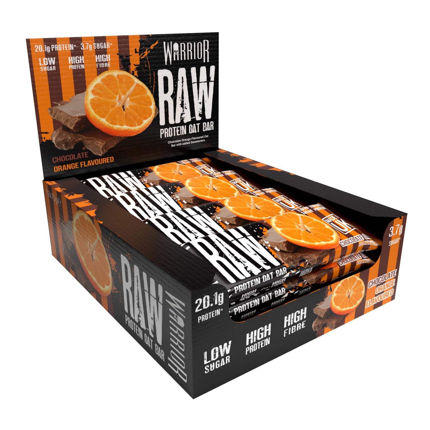 Warrior Raw Protein Bars – 20g Protein Per Bar – High Protein Snack Bars Multipack (12 or 24 Bars, 75g Each) – Low Sugar, High Fibre Breakfast & Meal Replacement Bar – Chocolate Brownie Flapjack