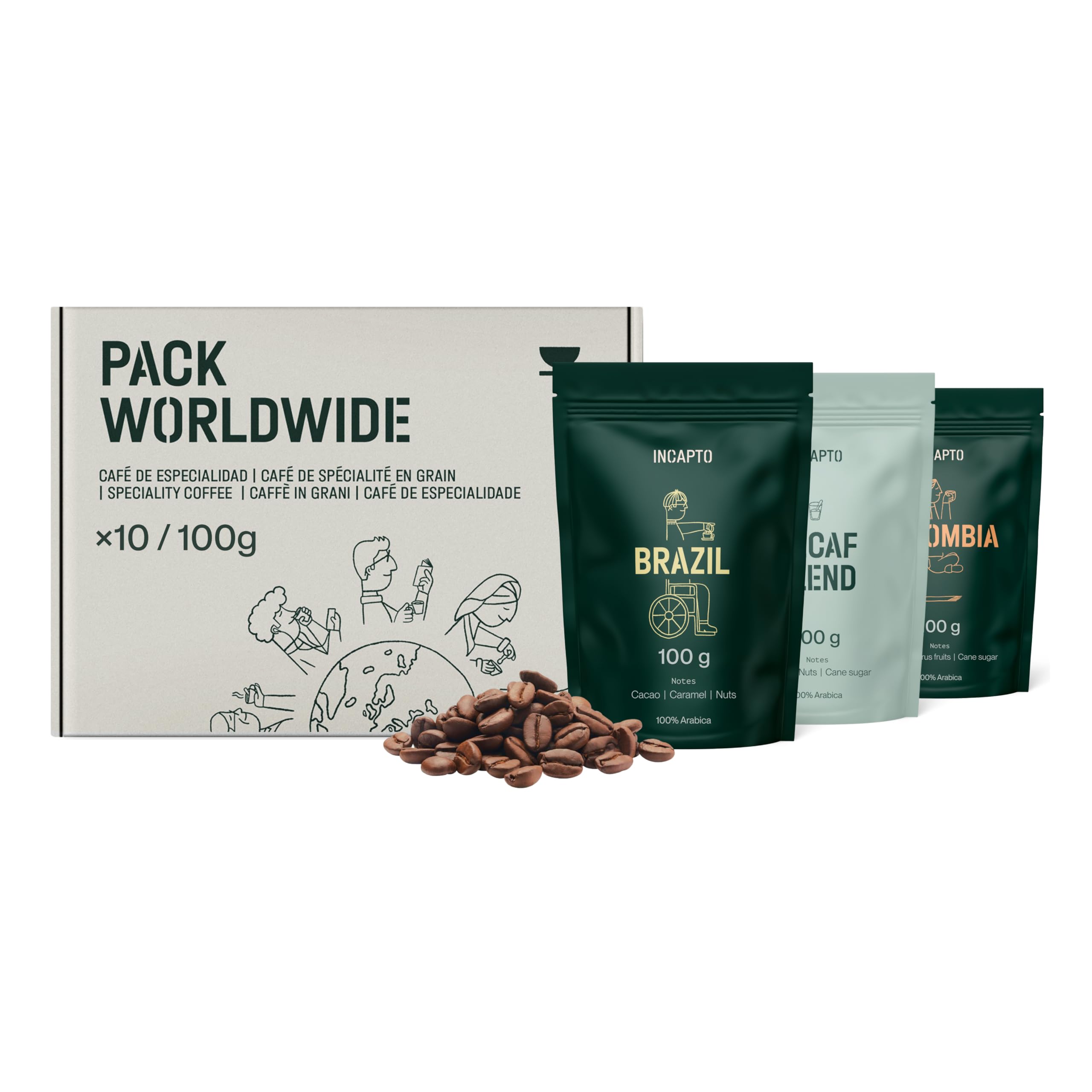 Incapto Medium Roast Jungle Blend Whole Bean Coffee 500g | Natural Rich Aroma and Flavor | Blend of Origins – Guatemala, Brazil, and Peru | 100% Arabica | Specialty Coffee 80 SCA Points