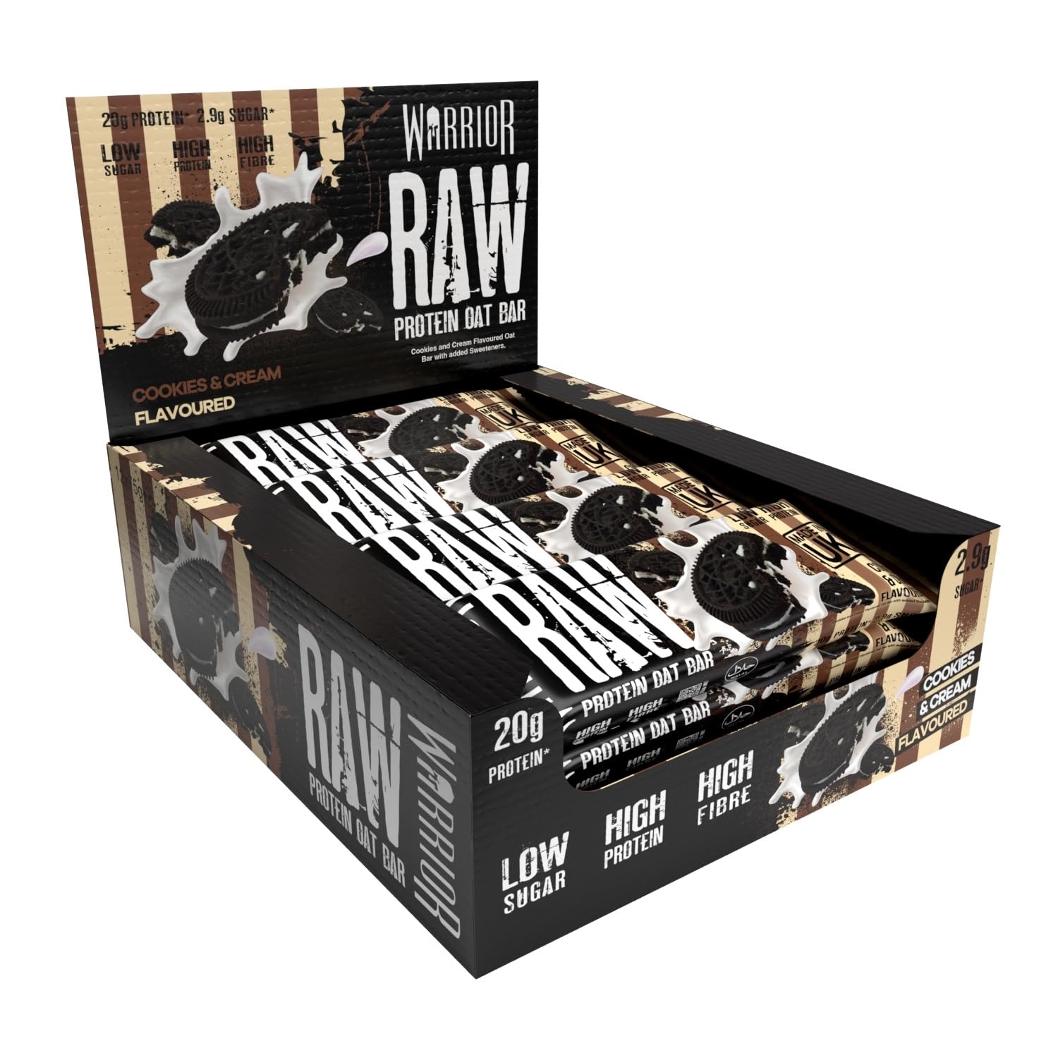 Warrior Raw Protein Bars – 20g Protein Per Bar – High Protein Snack Bars Multipack (12 or 24 Bars, 75g Each) – Low Sugar, High Fibre Breakfast & Meal Replacement Bar – Chocolate Brownie Flapjack