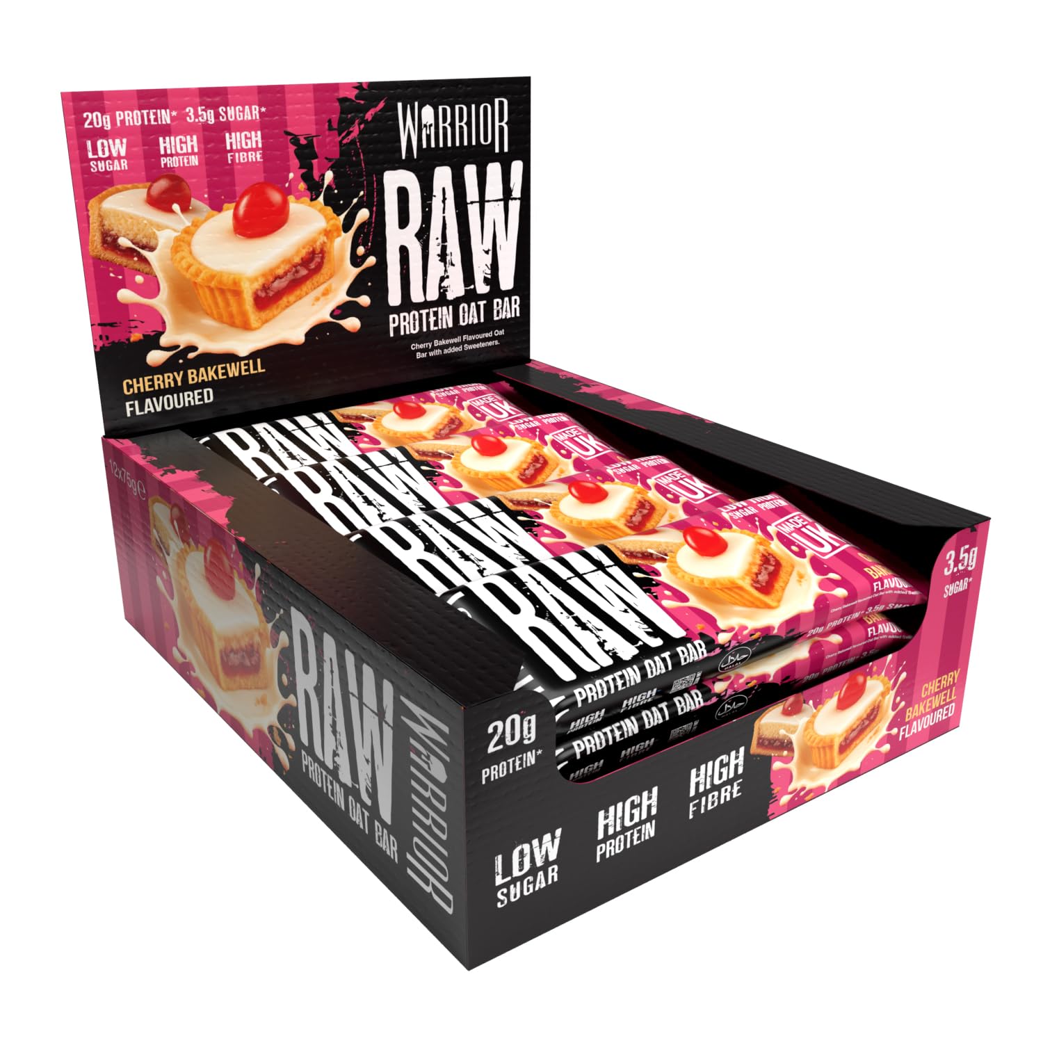 Warrior Raw Protein Bars – 20g Protein Per Bar – High Protein Snack Bars Multipack (12 or 24 Bars, 75g Each) – Low Sugar, High Fibre Breakfast & Meal Replacement Bar – Chocolate Brownie Flapjack