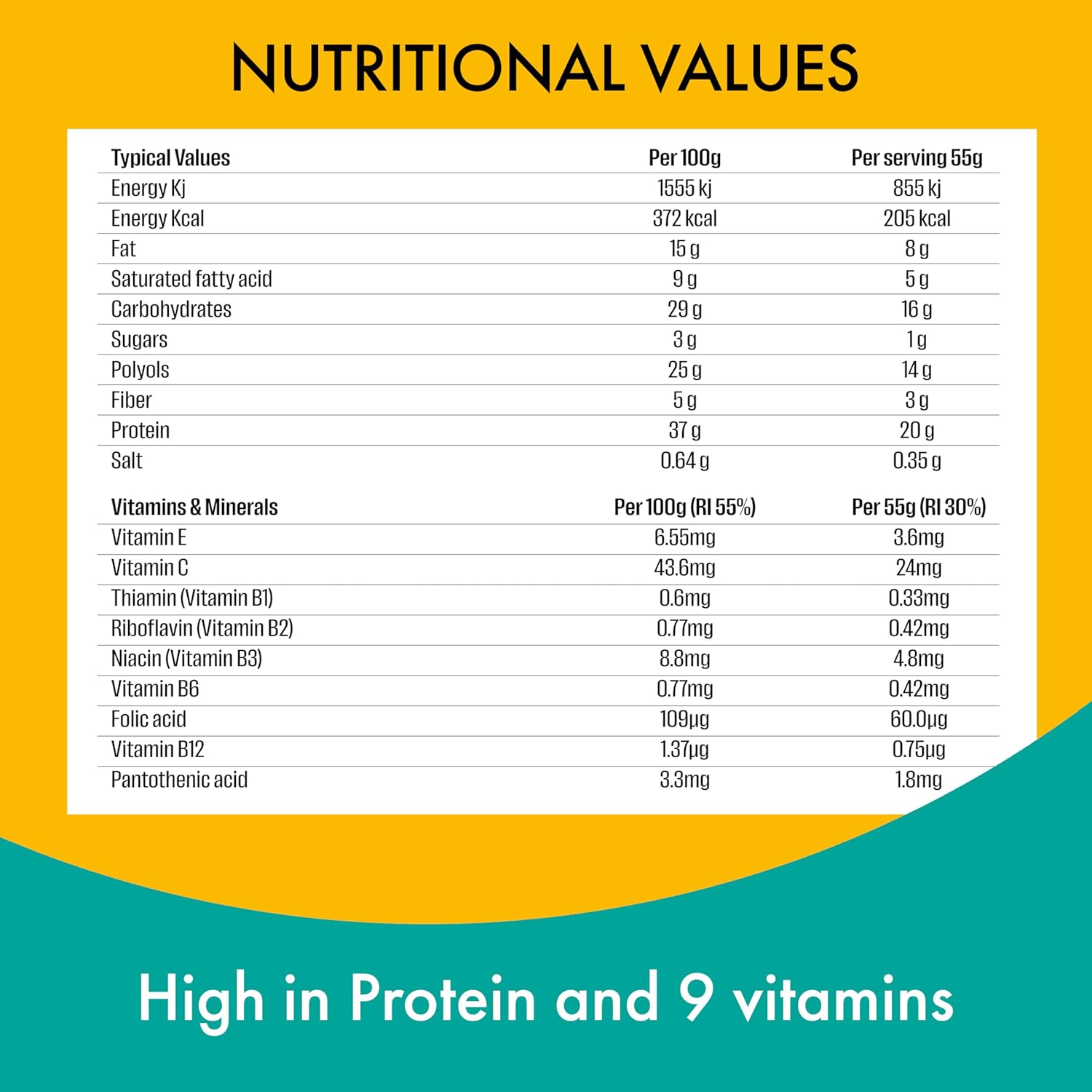 FULFIL Vitamin and Protein Bars (15 x 55 g Bars) — Chocolate Salted Caramel Flavour — 20 g High Protein; 9 Vitamins; Low Sugar