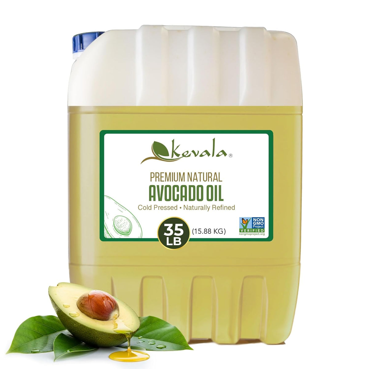 Kevala Avocado Oil – Cold Pressed | Non‑GMO Project Verified & Kosher | Multipurpose for High Smoke Point Cooking, Roasting, Sautéing & Skin Moisturizing – Ideal Kitchen Staple – 128 Fl Oz (Pack of 1)