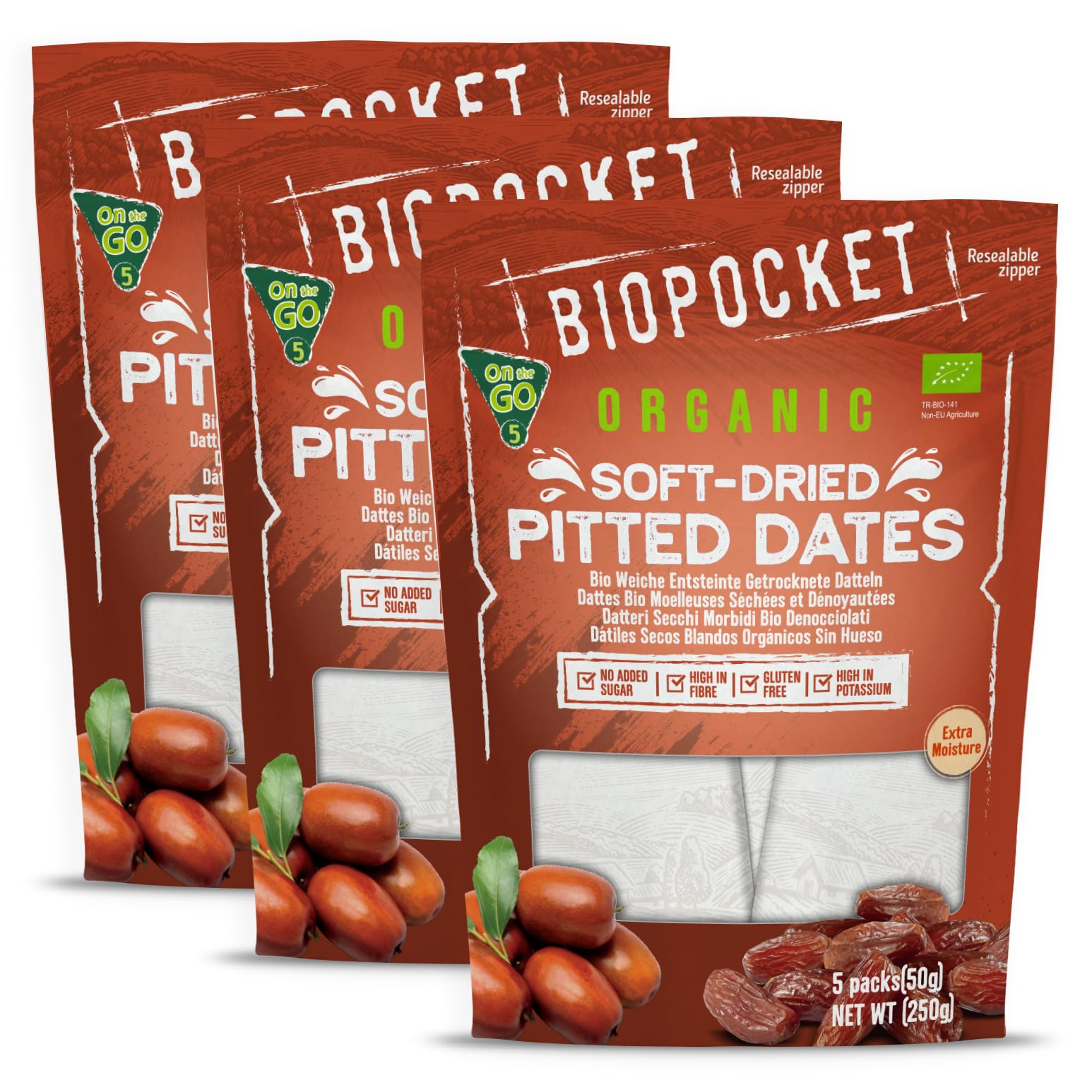 Biopocket Organic Dried Apricots, 2 x 500 g