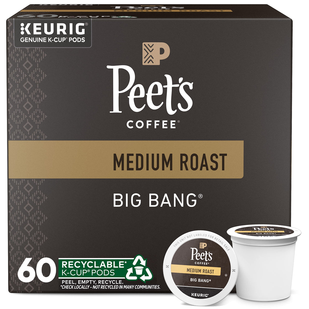 Peet's Coffee, Medium Roast Keurig K-Cup Pods - Café Domingo 54 Count (1 Box of 54 Pods)