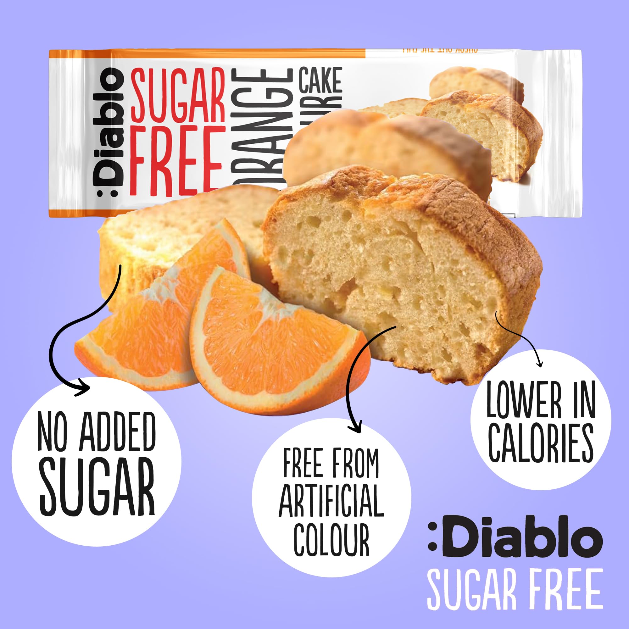 Diablo No Added Sugar Lemon Cake – Healthy Snacks Sweet Treat, Cakes and Desserts for All, Ideal for Snack Time, Tea & Party Treat, Halal & Kosher Approved – 200g (Pack of 2)