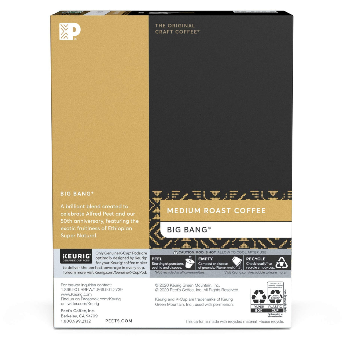 Peet's Coffee, Medium Roast Keurig K-Cup Pods - Café Domingo 54 Count (1 Box of 54 Pods)