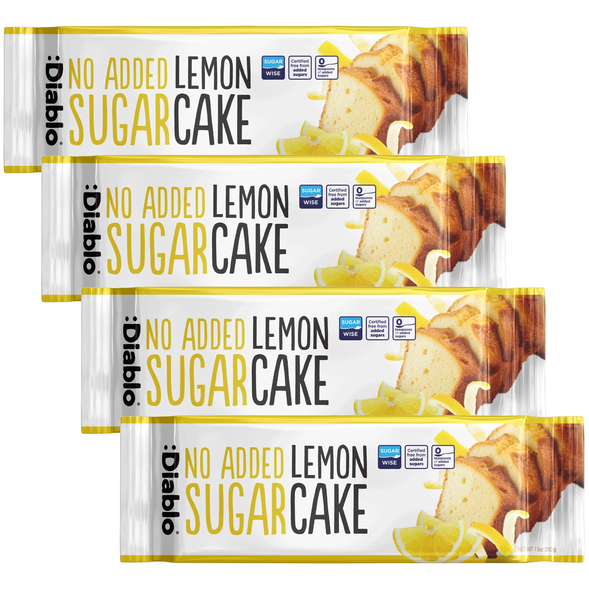 Diablo No Added Sugar Lemon Cake – Healthy Snacks Sweet Treat, Cakes and Desserts for All, Ideal for Snack Time, Tea & Party Treat, Halal & Kosher Approved – 200g (Pack of 2)