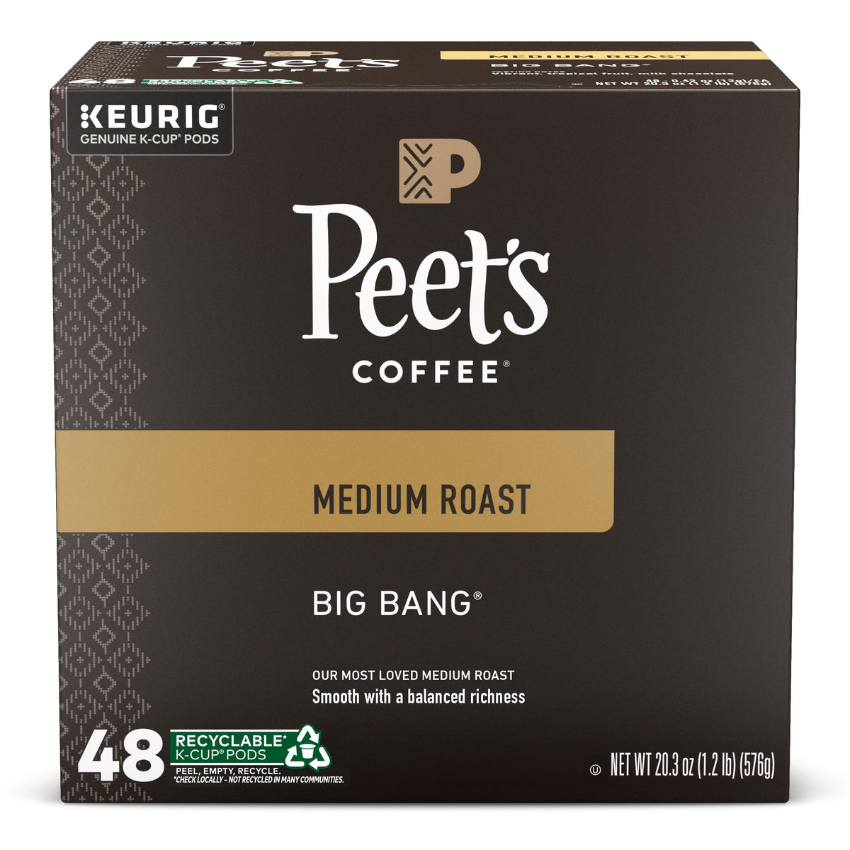 Peet's Coffee, Medium Roast Keurig K-Cup Pods - Café Domingo 54 Count (1 Box of 54 Pods)
