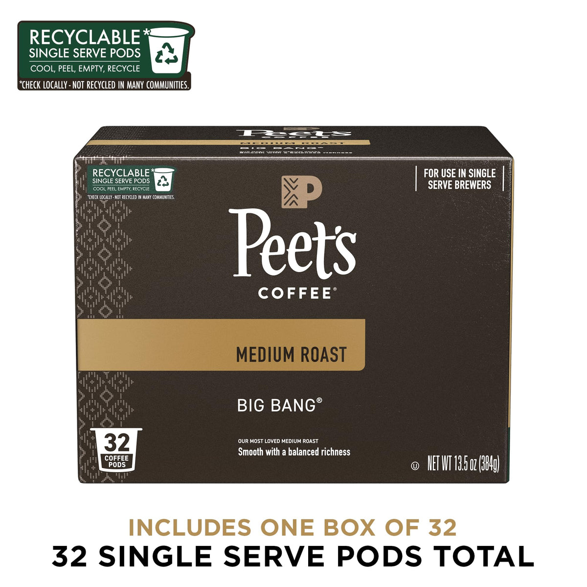 Peet's Coffee, Medium Roast Keurig K-Cup Pods - Café Domingo 54 Count (1 Box of 54 Pods)