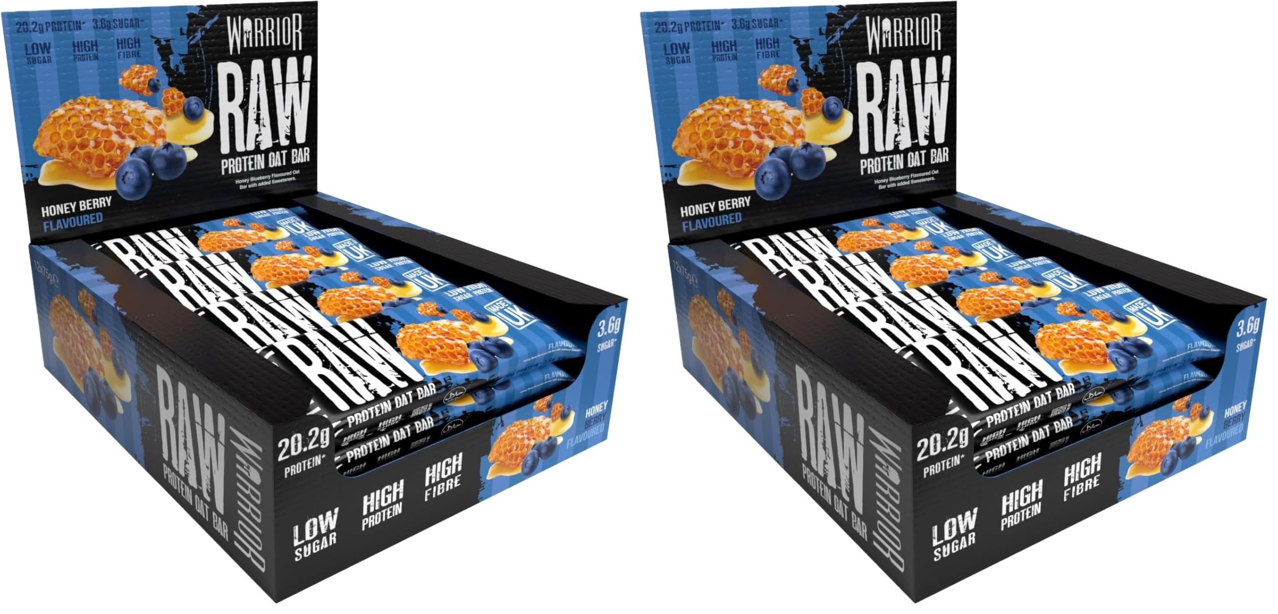 Warrior Raw Protein Bars – 20g Protein Per Bar – High Protein Snack Bars Multipack (12 or 24 Bars, 75g Each) – Low Sugar, High Fibre Breakfast & Meal Replacement Bar – Chocolate Brownie Flapjack