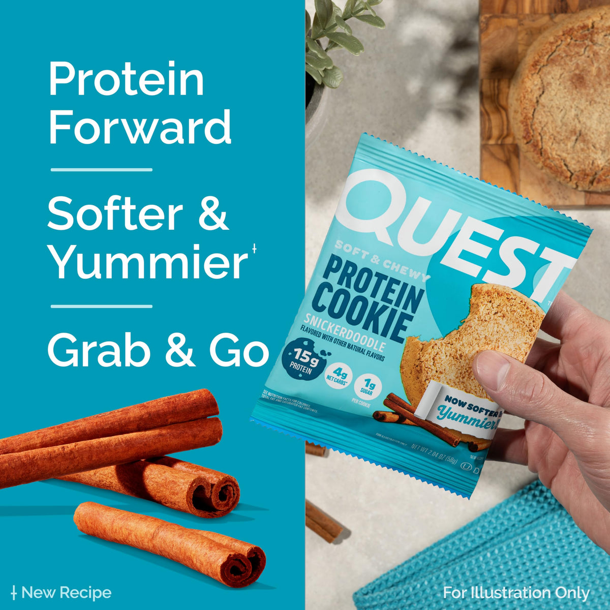 Quest Nutrition Chocolate Chip Protein Cookie, 15g Protein, 1g Sugar, 2g Net Carbs, Keto Friendly, High Protein, Low Carb; 12 Count
