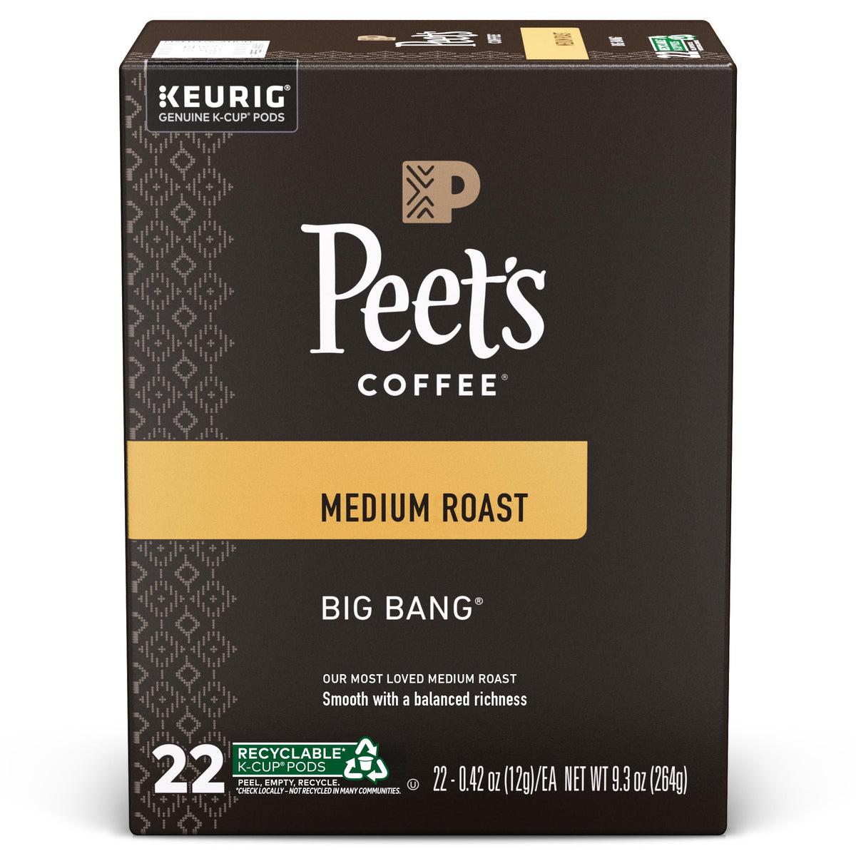 Peet's Coffee, Medium Roast Keurig K-Cup Pods - Café Domingo 54 Count (1 Box of 54 Pods)
