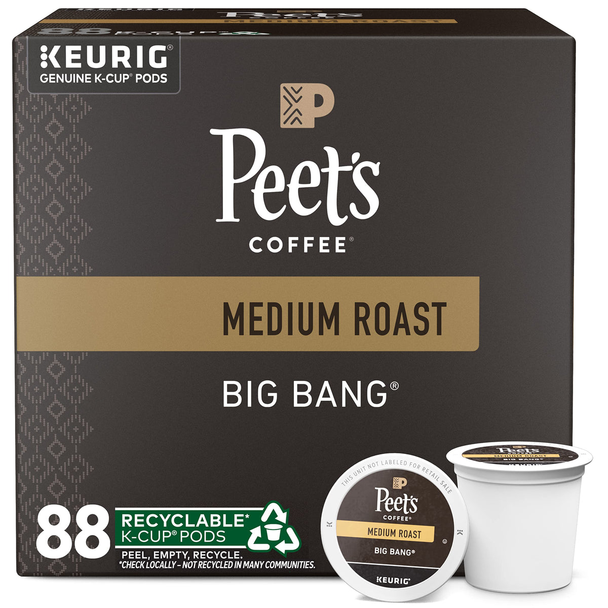 Peet's Coffee, Medium Roast Keurig K-Cup Pods - Café Domingo 54 Count (1 Box of 54 Pods)