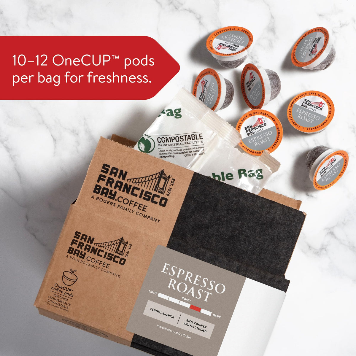 SAN FRANCISCO BAY SF Coffee OneCUP /Dark Roast Compostable Coffee Pods, K Cup Compatible Including Keurig 2.0 (Packaging May Vary), French Roast, 80 Count (Pack of 1)