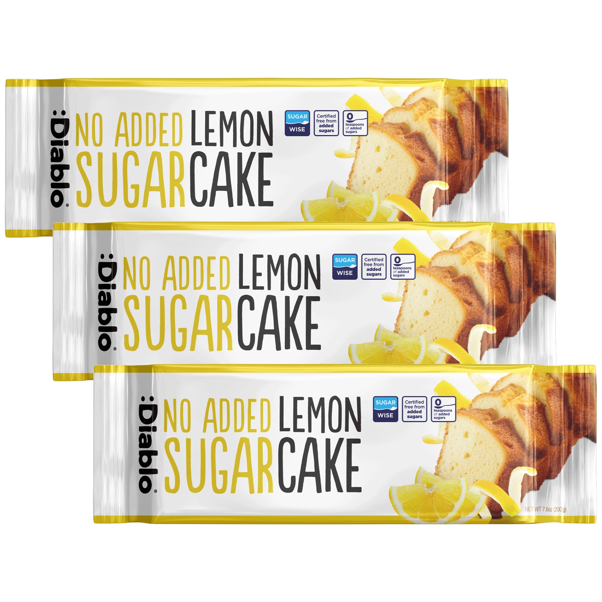 Diablo No Added Sugar Lemon Cake – Healthy Snacks Sweet Treat, Cakes and Desserts for All, Ideal for Snack Time, Tea & Party Treat, Halal & Kosher Approved – 200g (Pack of 2)