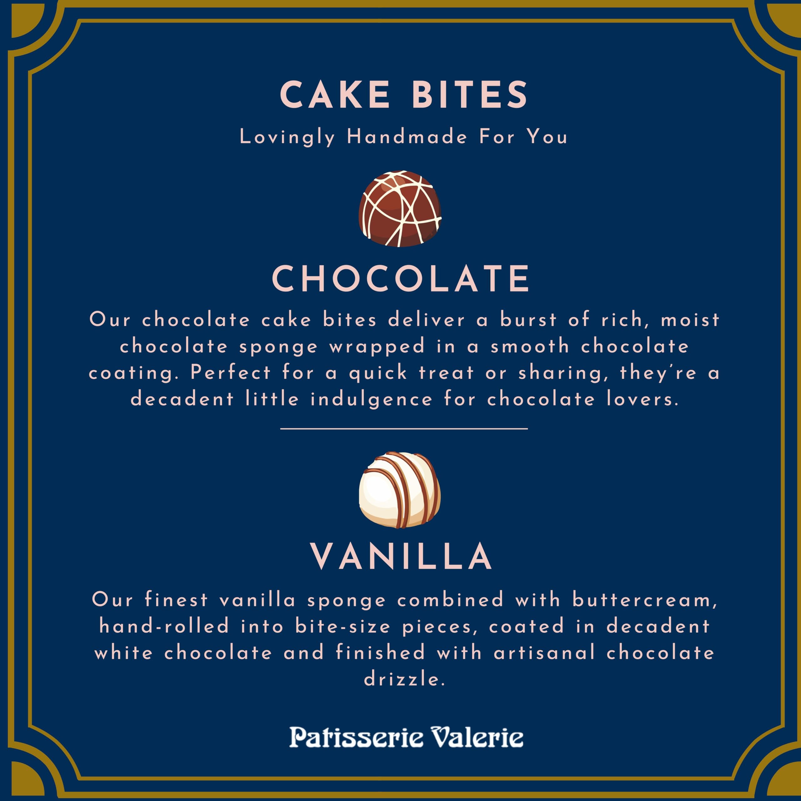 Patisserie Valerie Chocolate Cake Bites, 12 Pack -Finest Sponge Combined with Buttercream, Coated in Decadent Chocolate and Finished with Artisanal Drizzle.