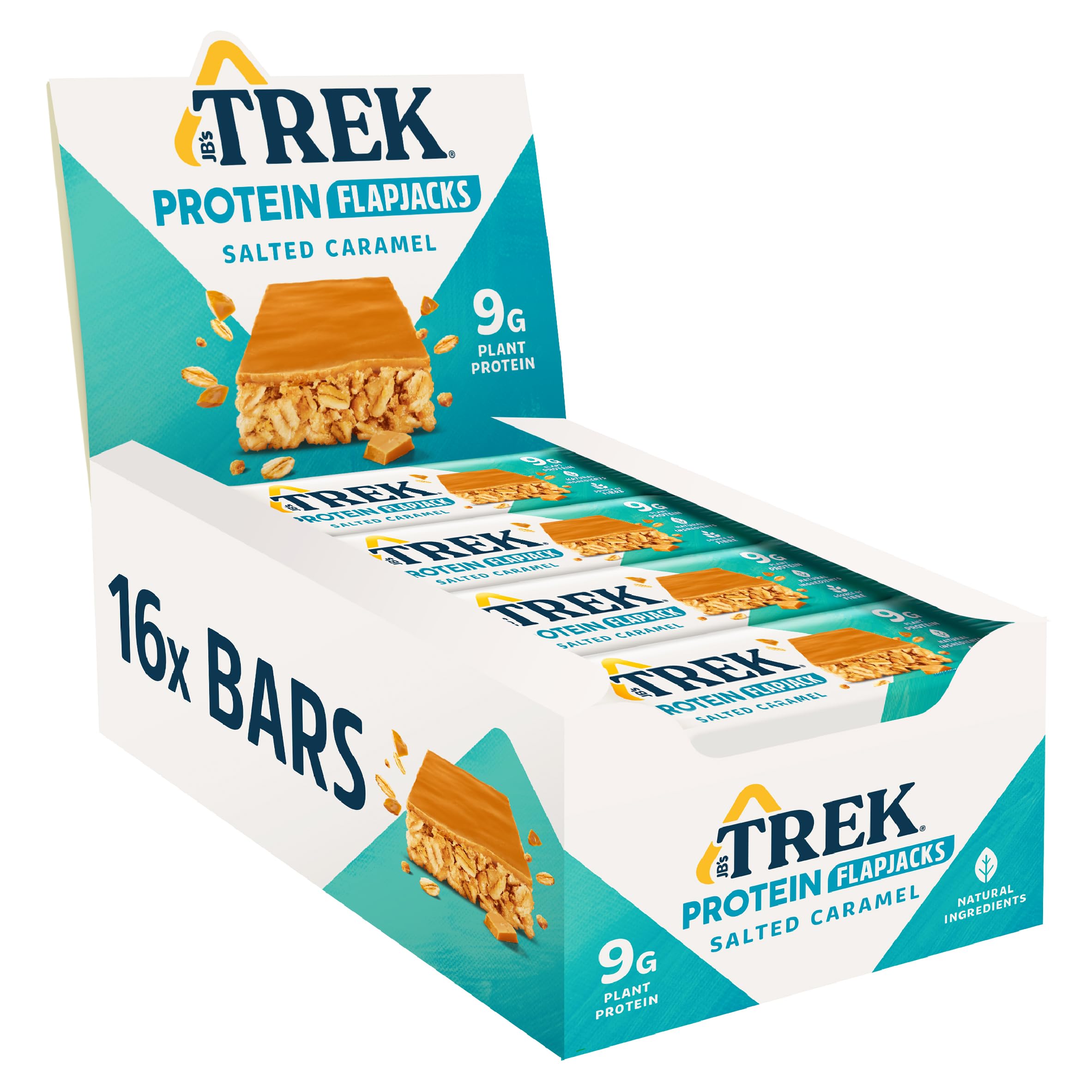 Trek High Protein Flapjack Cocoa Oat, 50 g - Gluten Free Bars – Healthy Snack Bars – Plant Based Protein - Vegan Bars (Pack of 16 Bars) | L0572375-P107199021-M107199013
