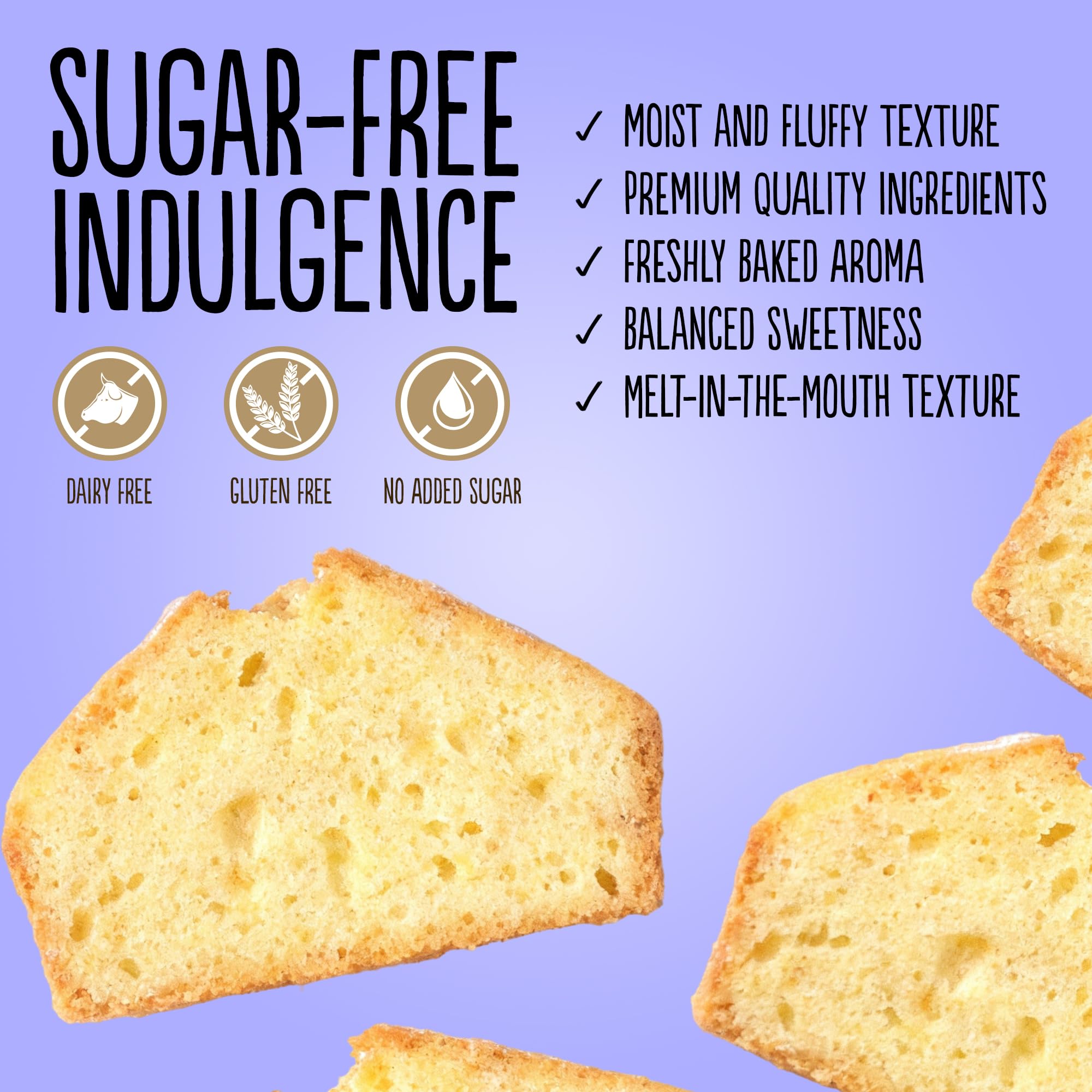 Diablo No Added Sugar Lemon Cake – Healthy Snacks Sweet Treat, Cakes and Desserts for All, Ideal for Snack Time, Tea & Party Treat, Halal & Kosher Approved – 200g (Pack of 2)