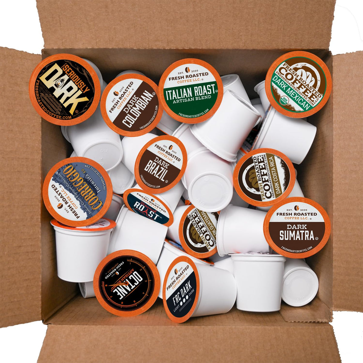 Fresh Roasted Coffee, Italian Roast, Dark, 96 Pods for K Cup Brewers