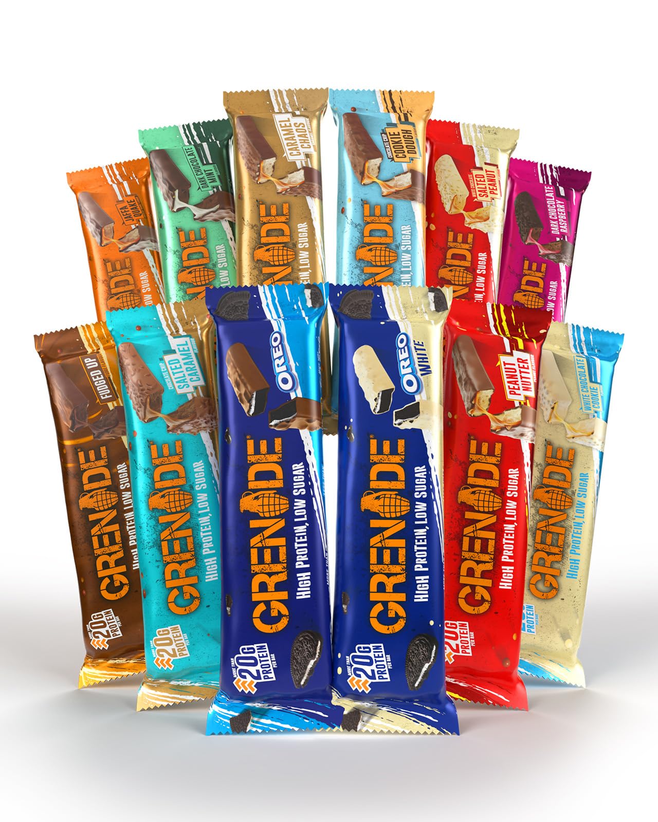 Grenade OREO White High Protein, Low Sugar Bars, 12 x 60 g – 21 g Protein per Snack Bar with Crunchy OREO Pieces & White Chocolate Coating