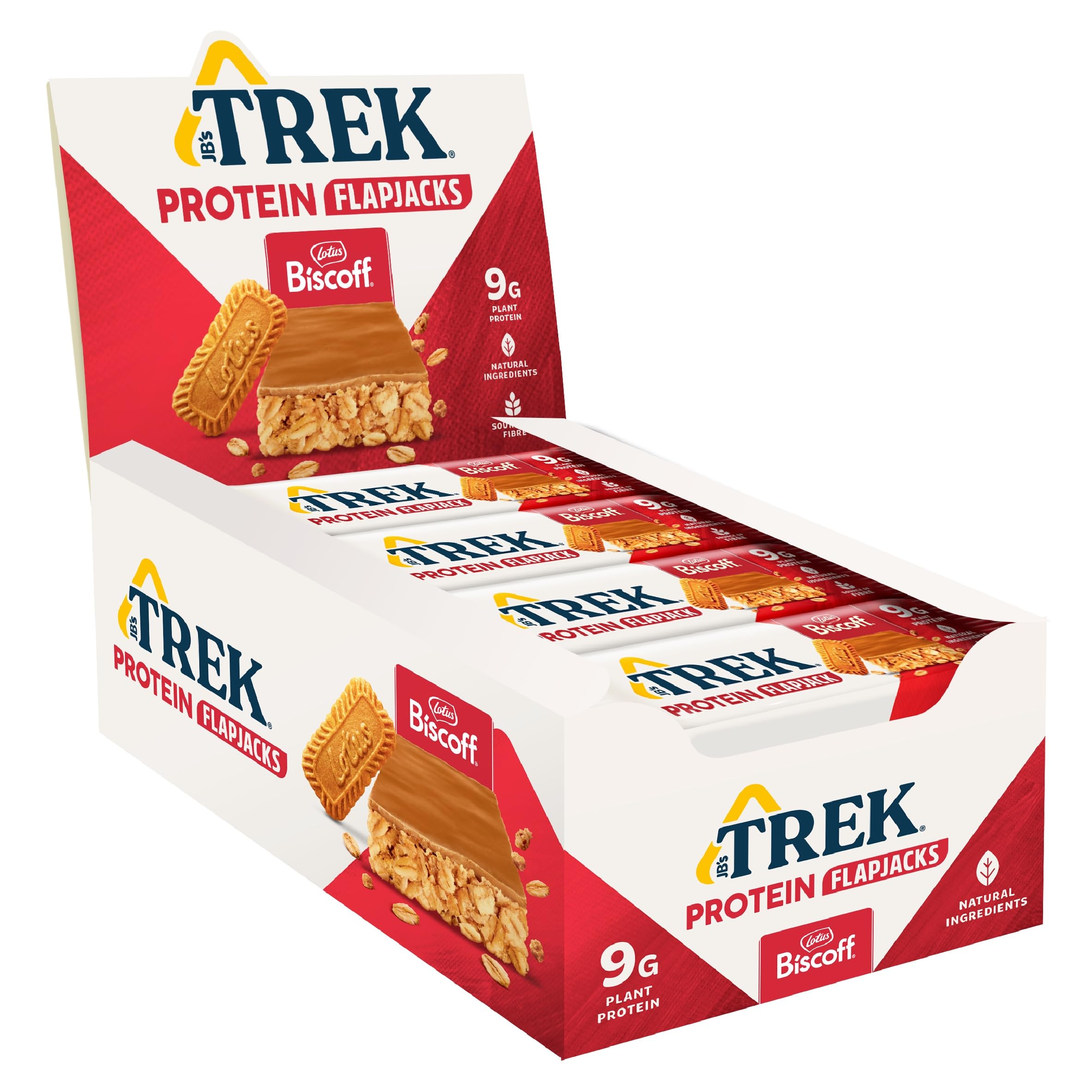 Trek High Protein Flapjack Cocoa Oat, 50 g - Gluten Free Bars – Healthy Snack Bars – Plant Based Protein - Vegan Bars (Pack of 16 Bars) | L0572375-P107199021-M107199013