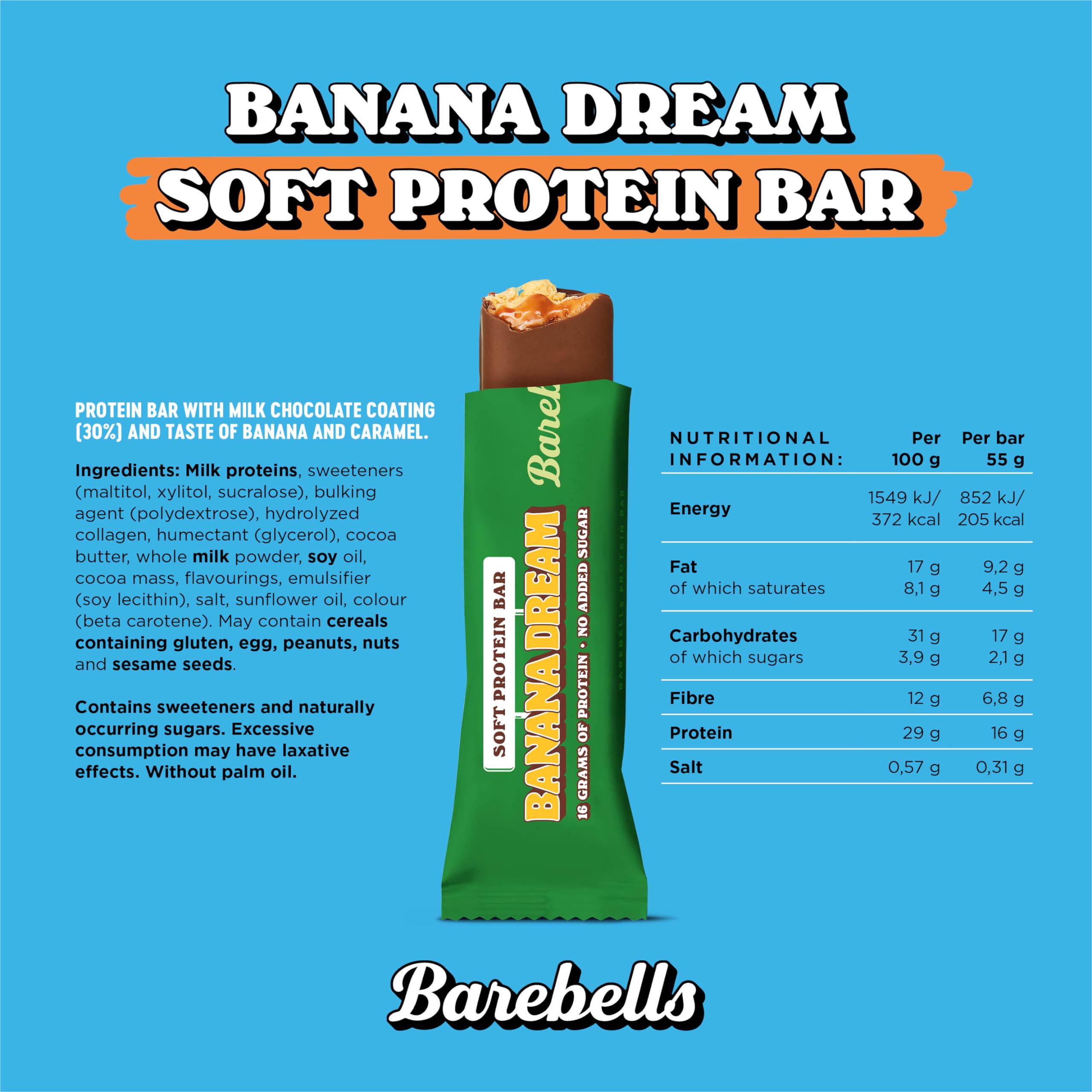 Barebells Protein Bars - 12 Count, 16g High Protein Treats – Sugar Free Chocolate Nutrition Bar, Low Carb – On The Go Breakfast or Post-Workout Snack (Caramel Choco)