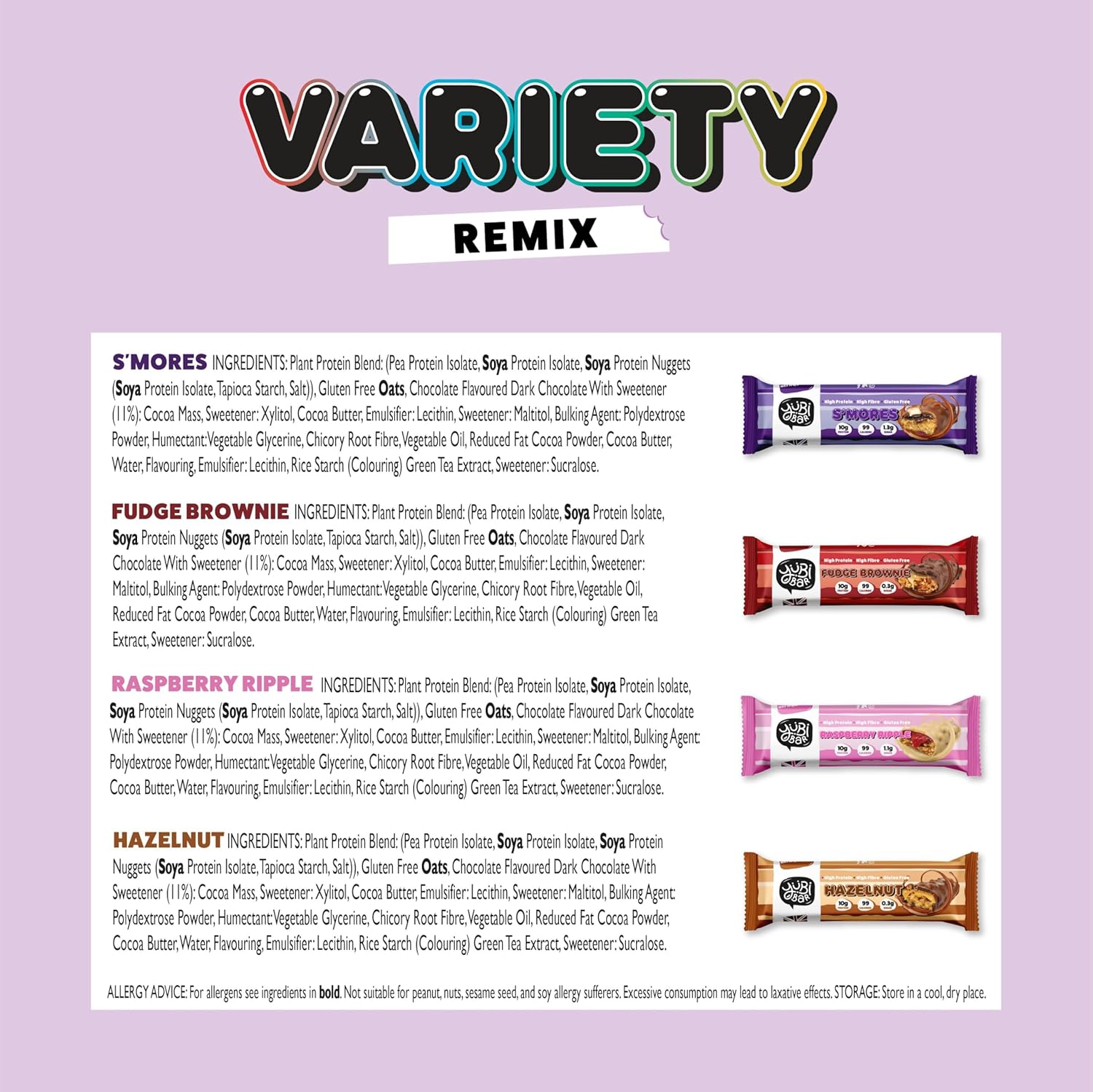 YuBi Variety Mix 12 Pack - Protein Bars - 99 Calories, High Protein, High Fibre, Low Sugar, Gluten Free and Dairy Free - Healthy Snacks/Nutrition Bar - Chocolate Bars - 420g