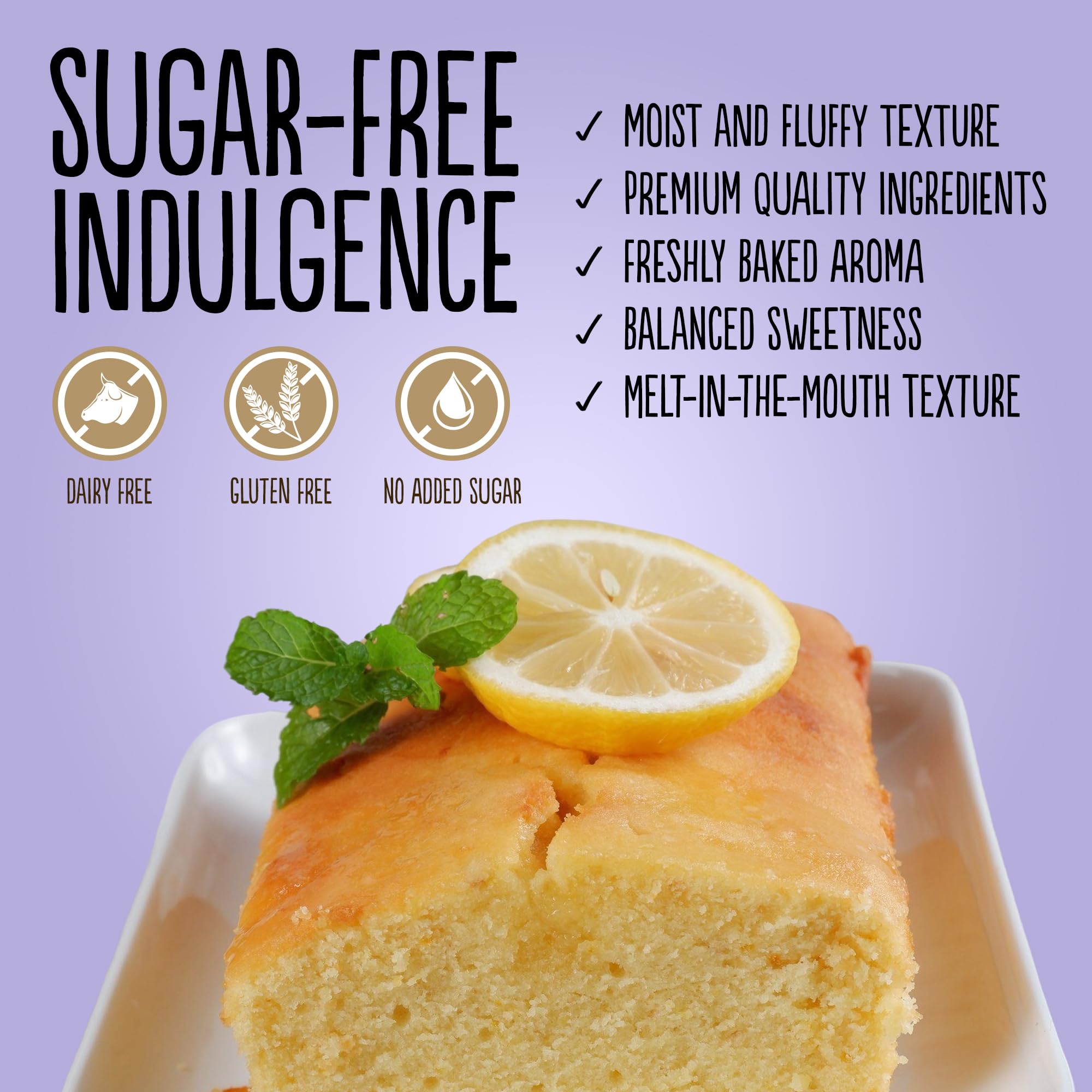 Diablo No Added Sugar Lemon Cake – Healthy Snacks Sweet Treat, Cakes and Desserts for All, Ideal for Snack Time, Tea & Party Treat, Halal & Kosher Approved – 200g (Pack of 2)