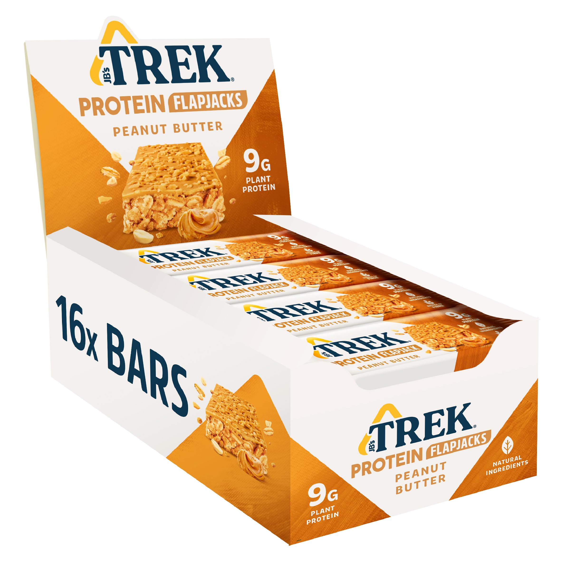 Trek High Protein Flapjack Cocoa Oat, 50 g - Gluten Free Bars – Healthy Snack Bars – Plant Based Protein - Vegan Bars (Pack of 16 Bars) | L0572375-P107199021-M107199013