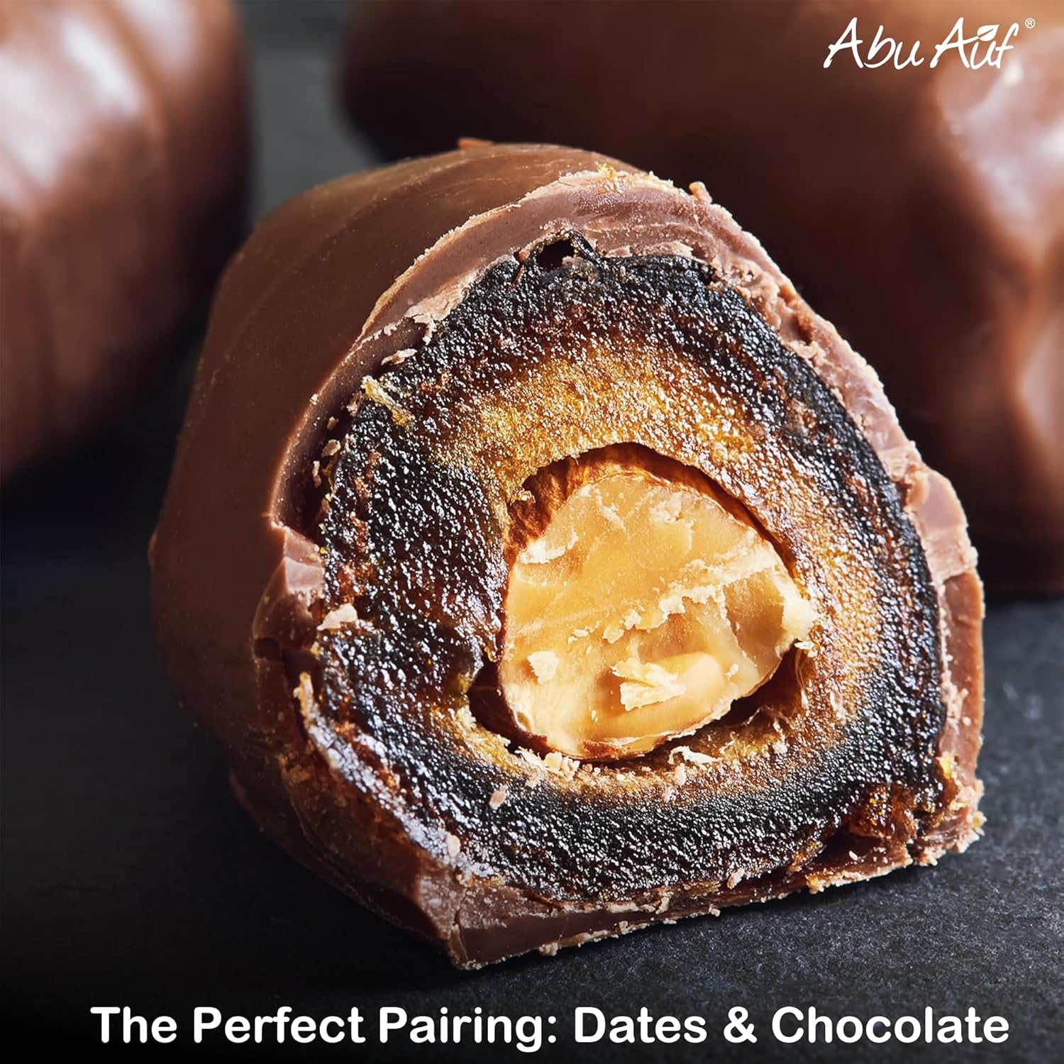 Abu Auf Sahara Delights Dark Chocolate-Covered Dates with Almonds,Delights Selection 300g