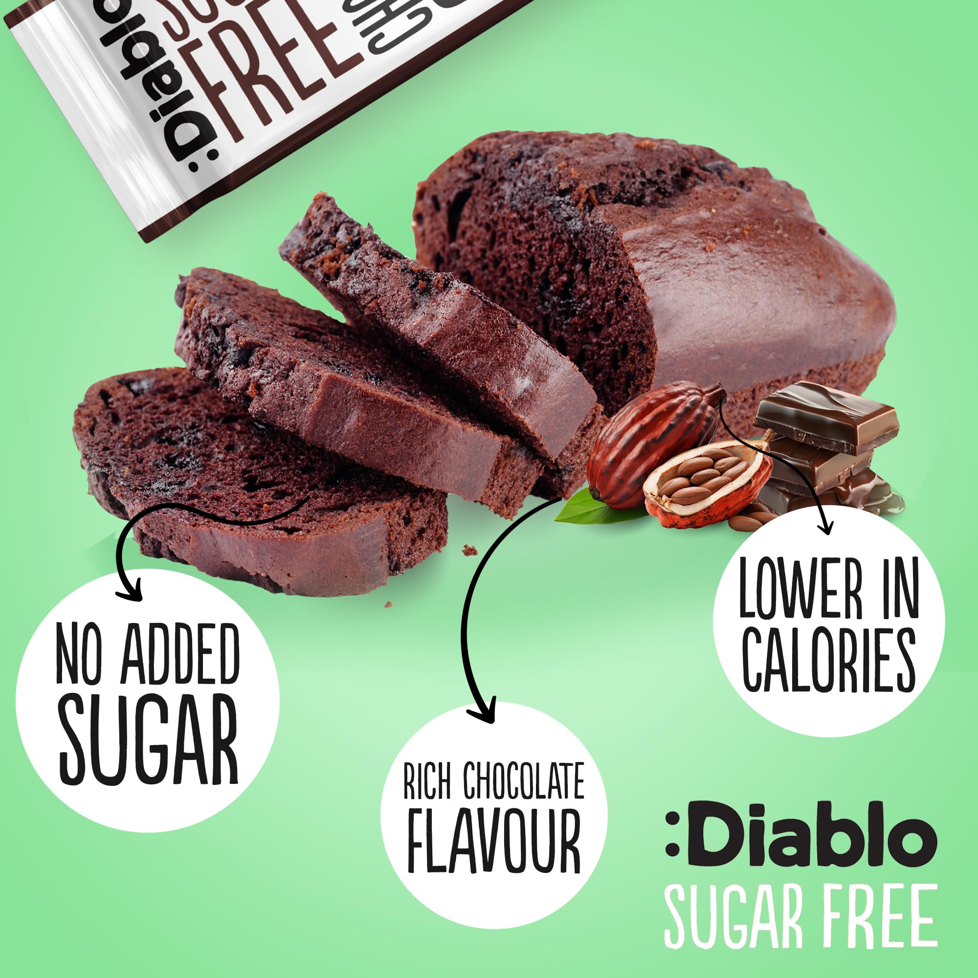 Diablo No Added Sugar Lemon Cake – Healthy Snacks Sweet Treat, Cakes and Desserts for All, Ideal for Snack Time, Tea & Party Treat, Halal & Kosher Approved – 200g (Pack of 2)