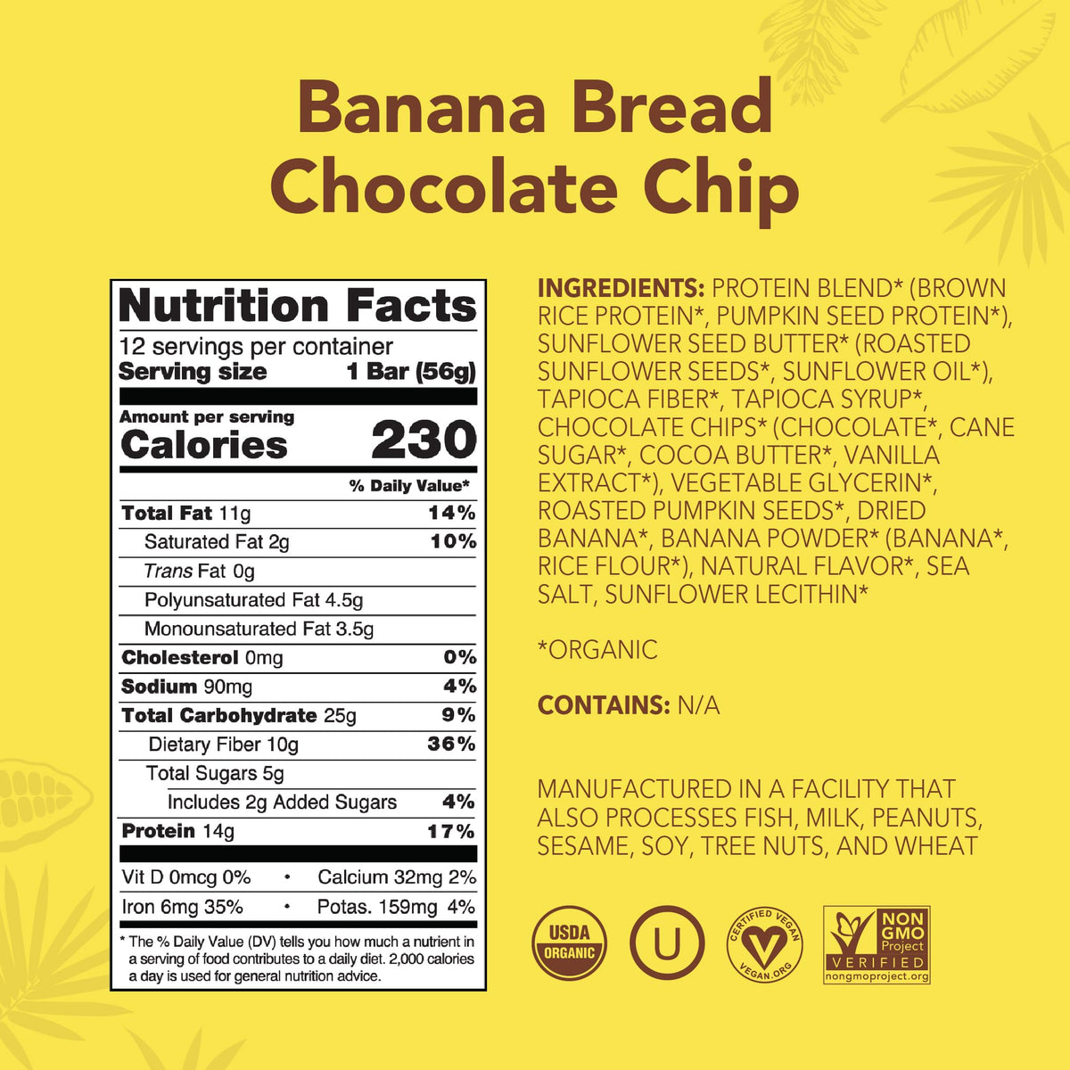 ALOHA Organic Plant Based Protein Bars |Peanut Butter Chocolate Chip | 1.98 Oz (Pack of 12) | Vegan, Low Sugar, Gluten Free, Paleo, Low Carb, Non-GMO, Stevia Free, Soy Free, No Sugar Alcohols