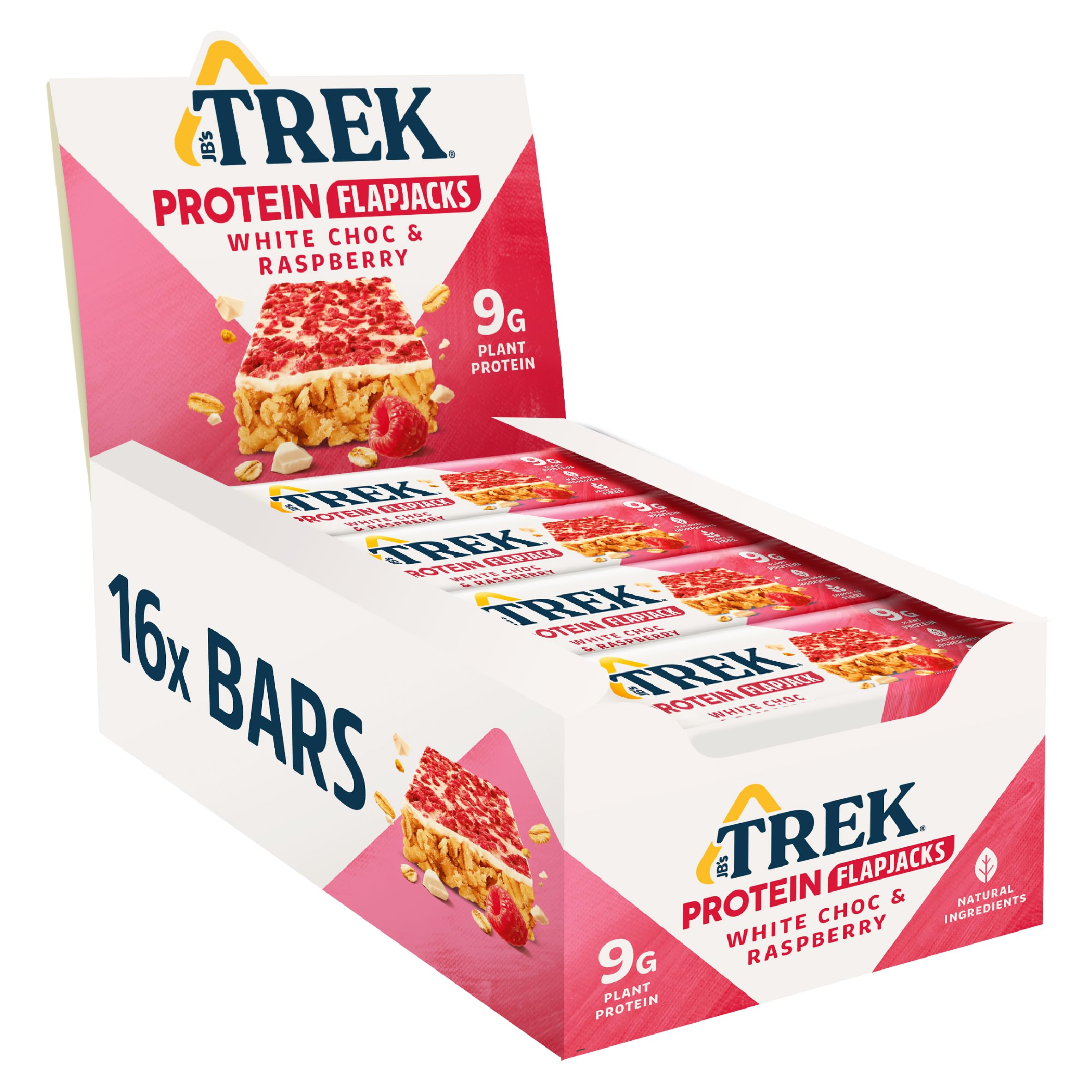 Trek High Protein Flapjack Cocoa Oat, 50 g - Gluten Free Bars – Healthy Snack Bars – Plant Based Protein - Vegan Bars (Pack of 16 Bars) | L0572375-P107199021-M107199013