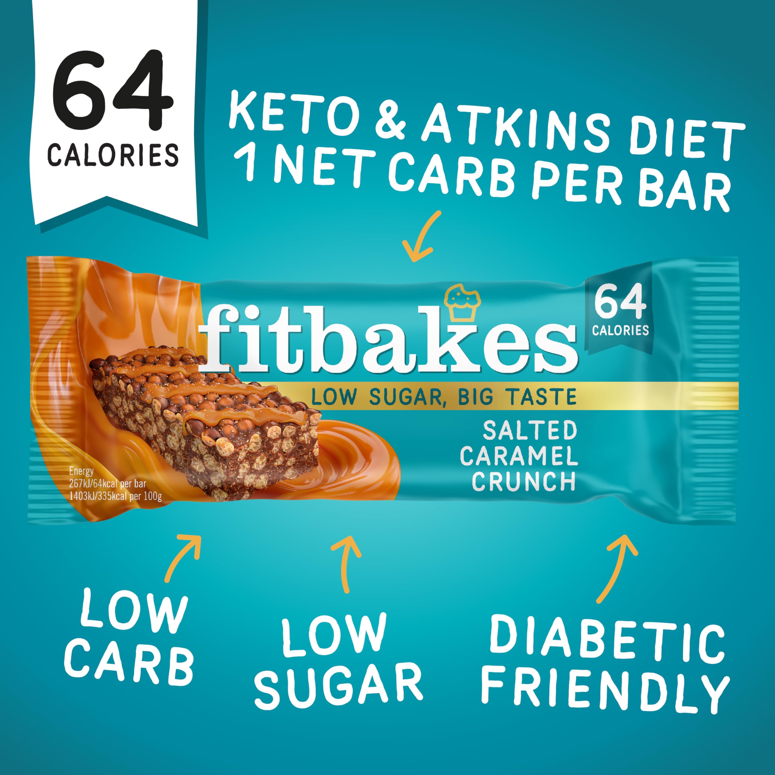 Fit bakes 64 Calories Belgian Chocolate Mini Bars (12x19g) Diabetic Chocolate Keto Snack, 1 Net Carb Low Sugar Crunch Cake, Diabetic Sweets Biscuits, Low Calorie Snack, No Added Sugar, Fitbakes