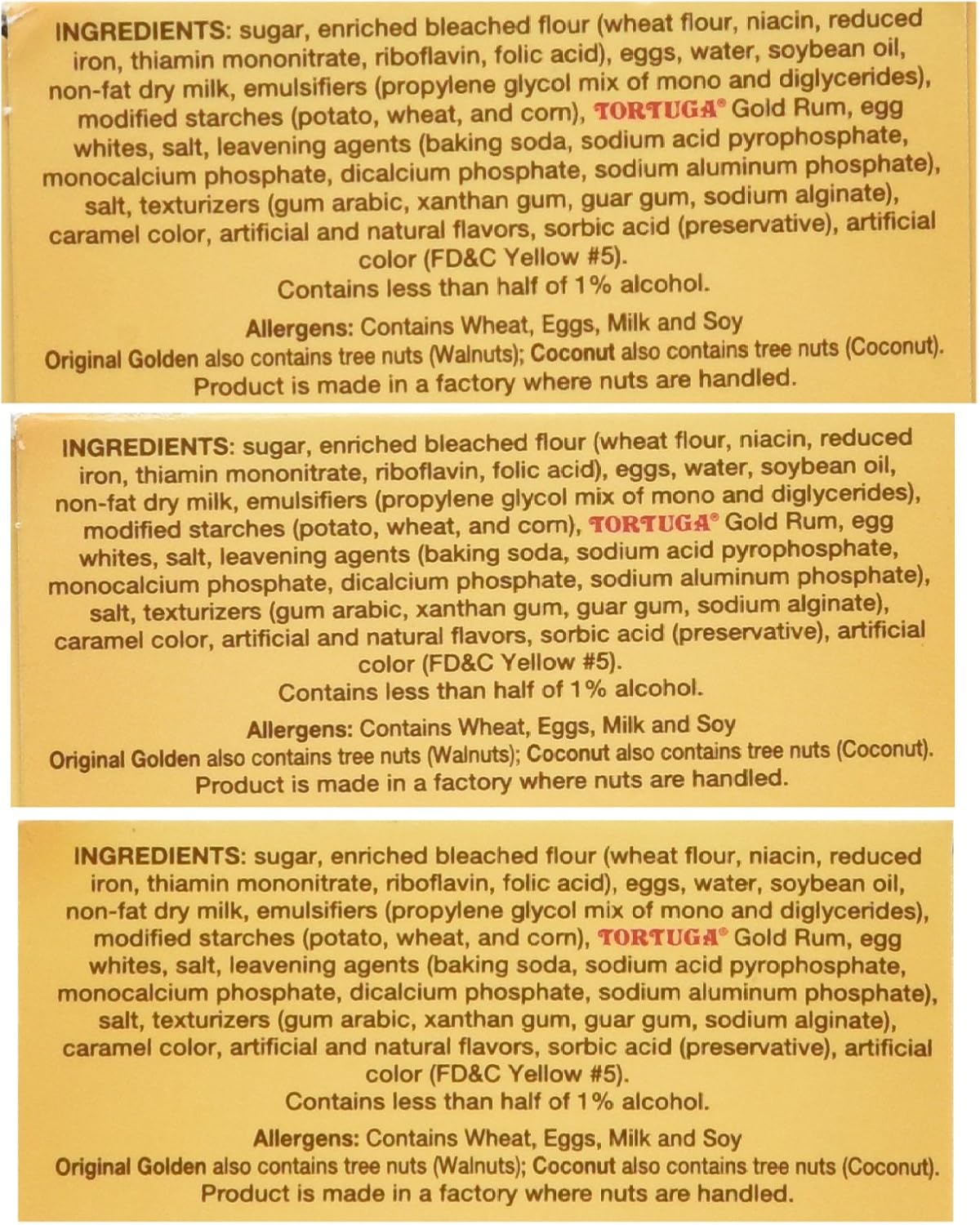 Tortuga Golden Rum Cake Mini from Caribbean (112g), Pack of 3, Traditional Caribbean Flavor, Moist, Individually Packaged, Perfect for Desserts, and Special Occasions