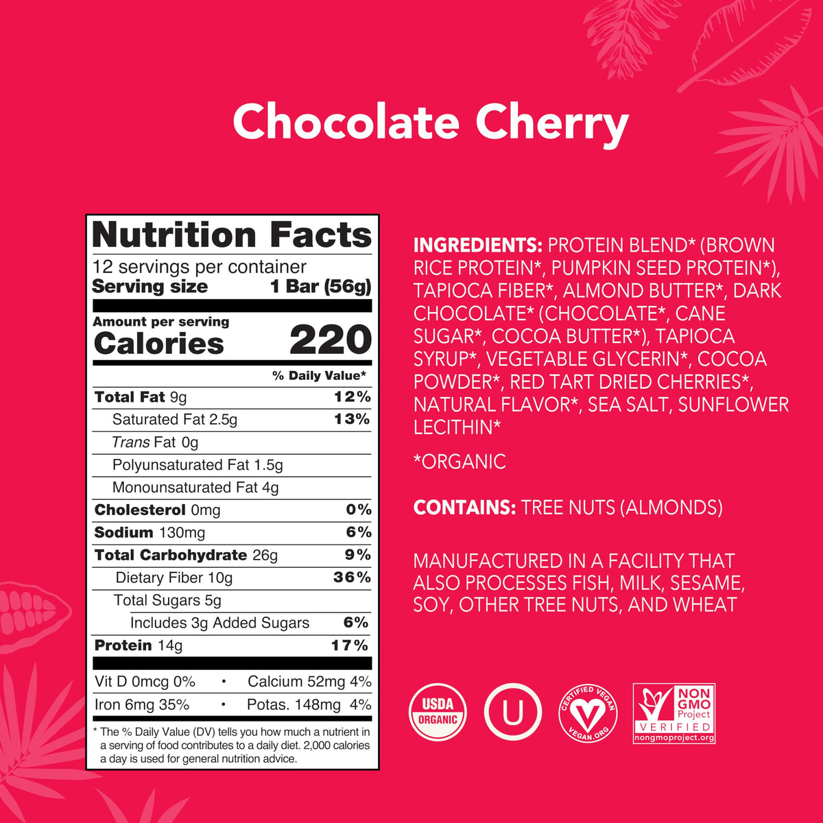 ALOHA Organic Plant Based Protein Bars |Peanut Butter Chocolate Chip | 1.98 Oz (Pack of 12) | Vegan, Low Sugar, Gluten Free, Paleo, Low Carb, Non-GMO, Stevia Free, Soy Free, No Sugar Alcohols